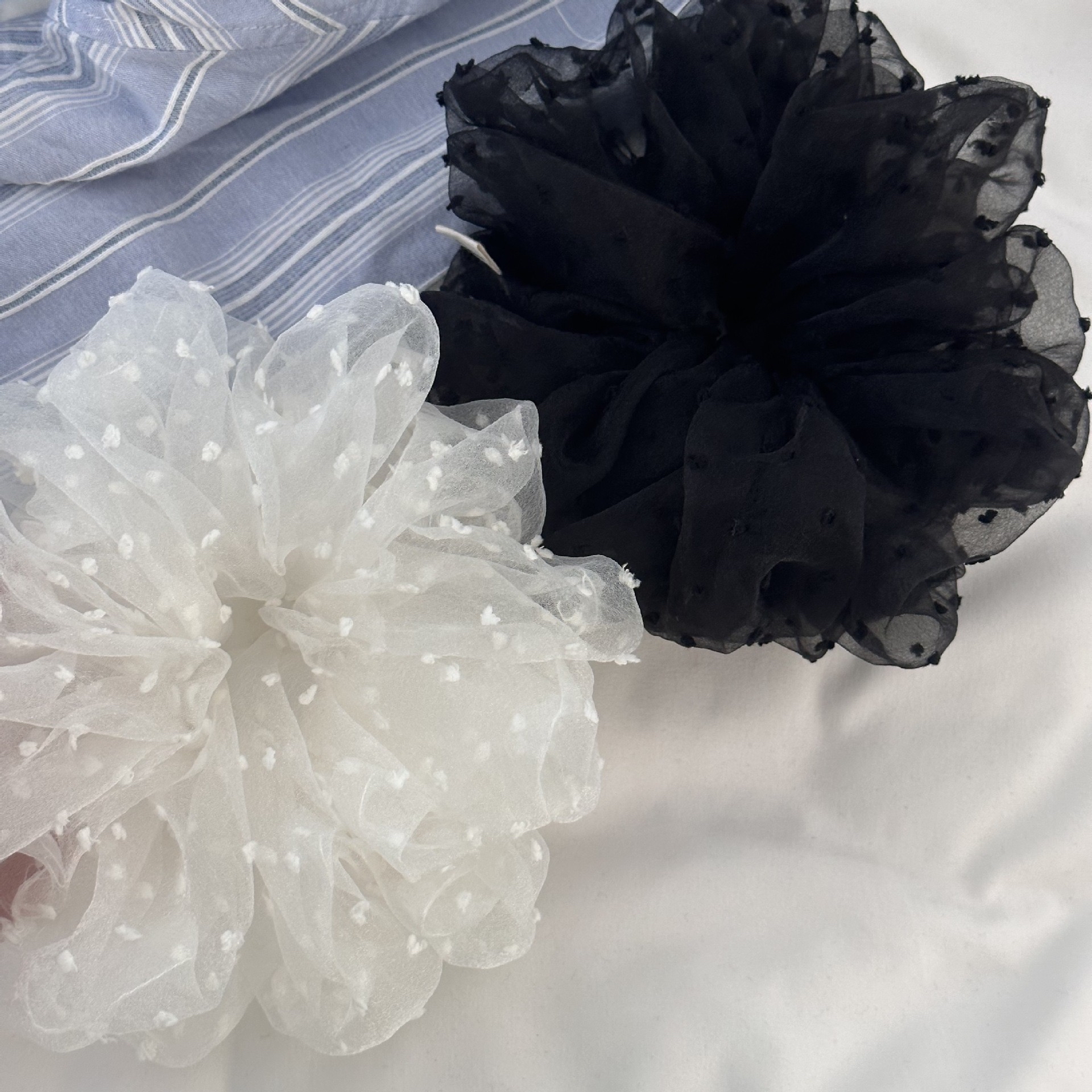 复古刺绣点点网纱大肠发圈｜Vintage Embroidered Tulle Scrunchie
