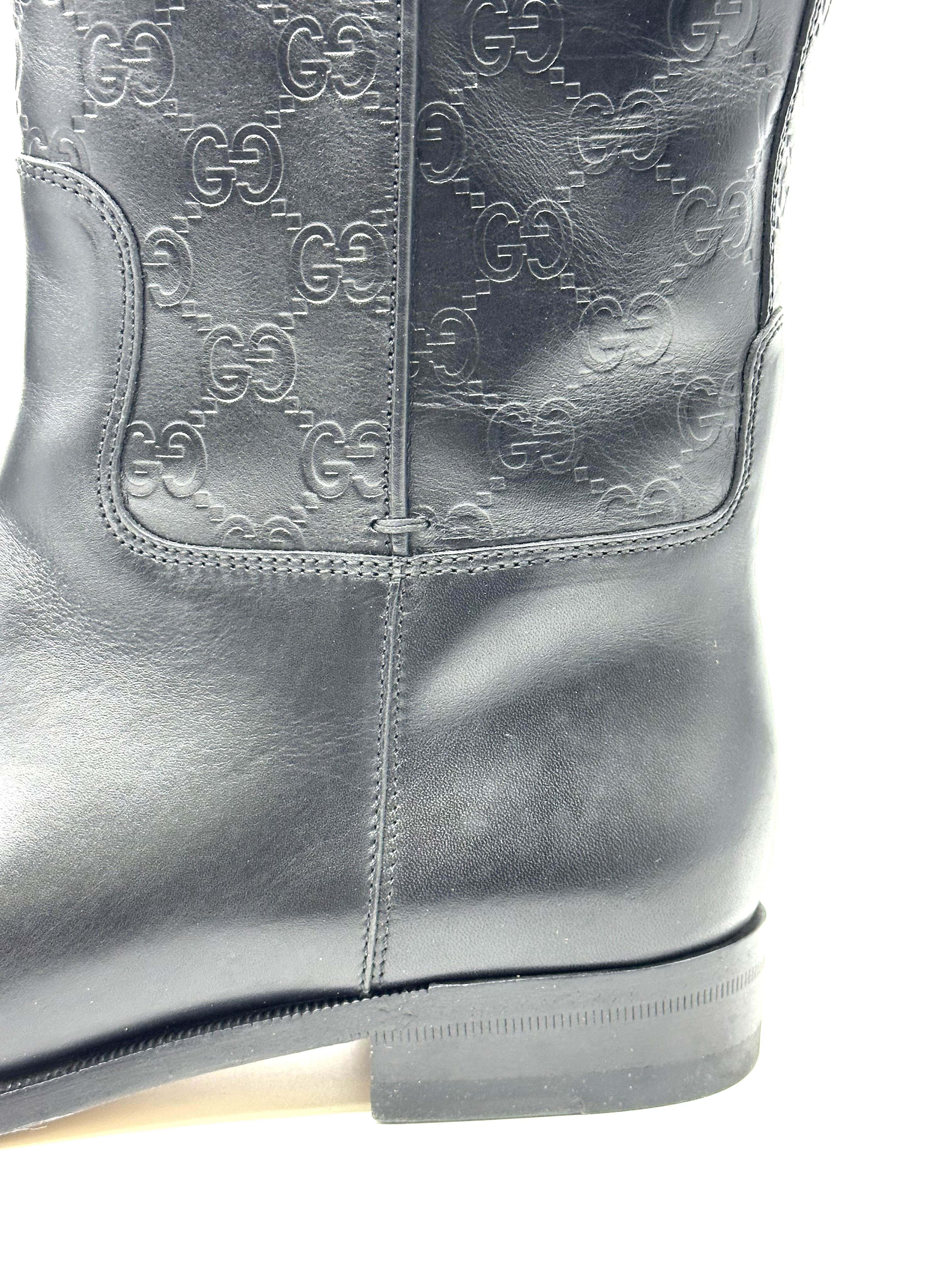Pre-owned Gucci black Guccissima leather 85th anniversary knee-length boots / Product Code: 26040408