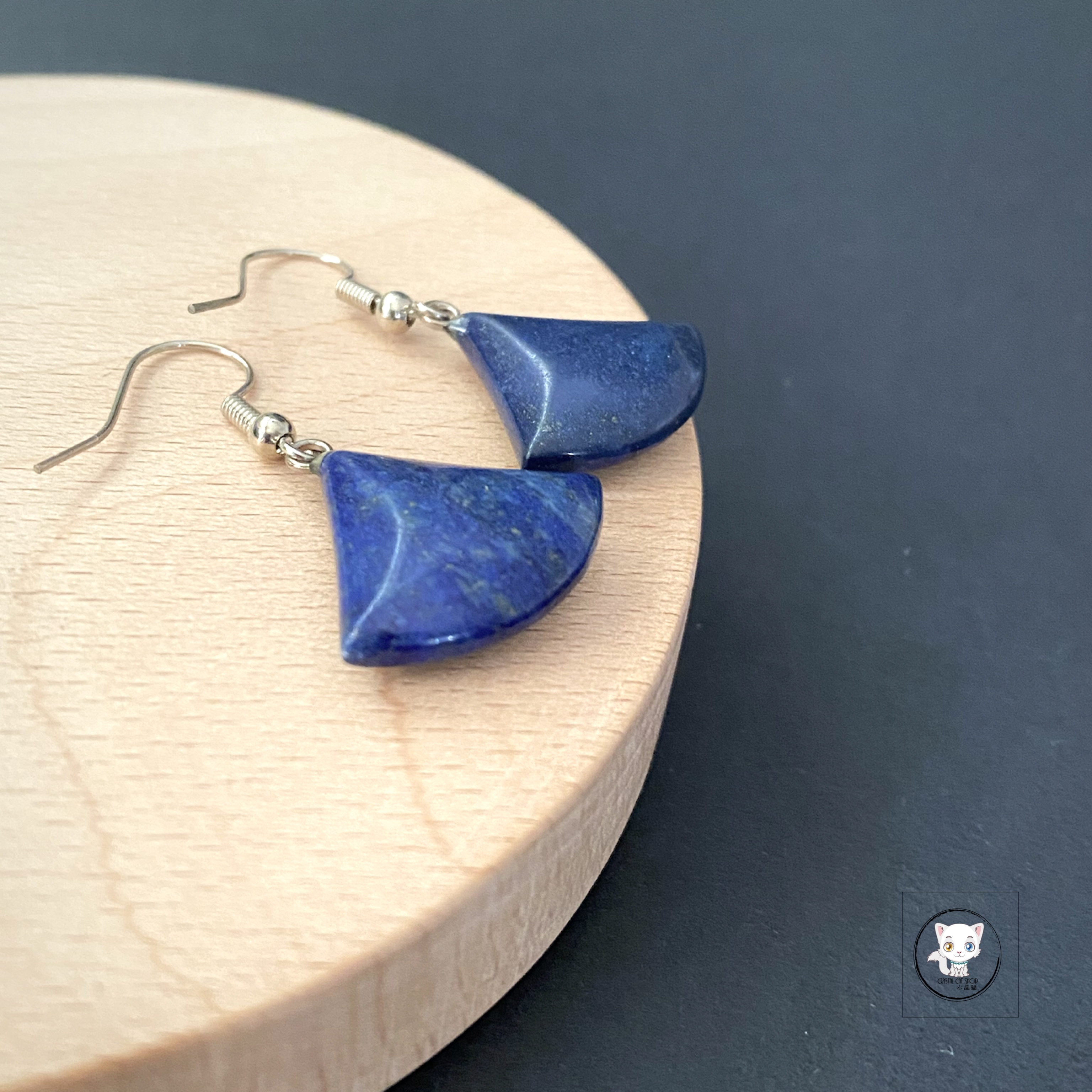 青金石三角形耳環 18.5mm