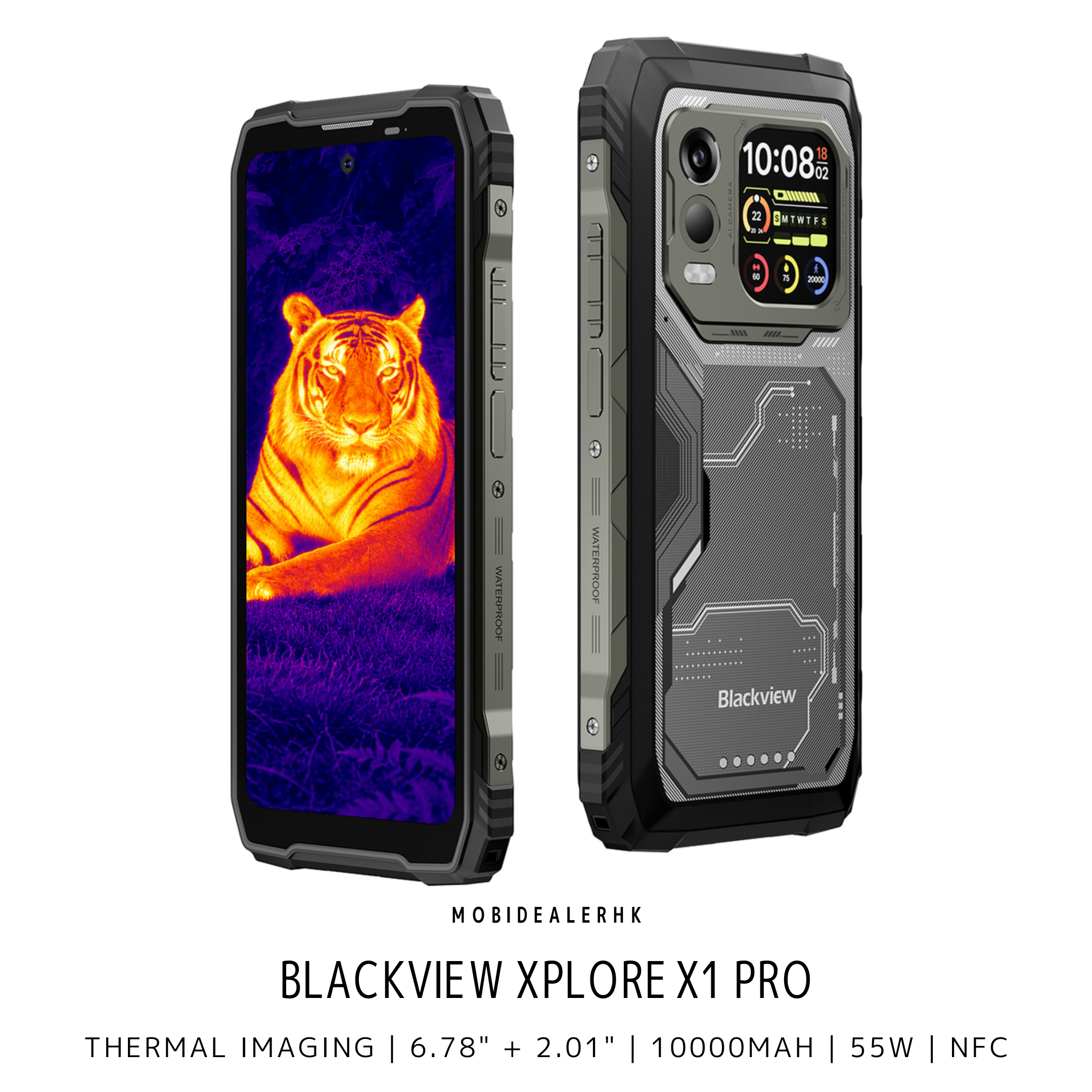 Blackview Xplore X1 Pro | 5G | 三防手機 | 熱感 | 6.78" + 2.01" | 10000mAh | 55W | 反向充電 | NFC