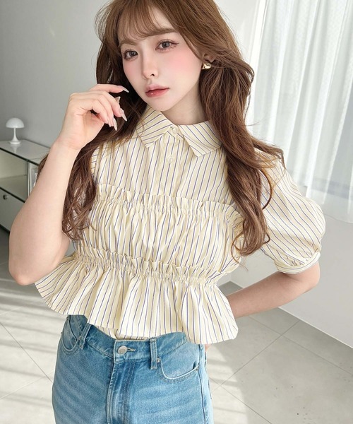 荷葉邊抹胸短袖襯衫上衣【JT036】