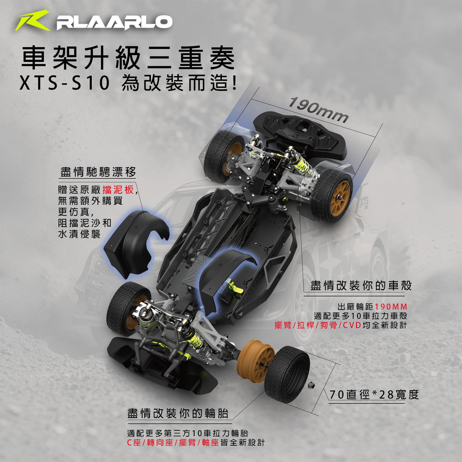 【香港現貨】Rlaarlo XTS-S10有感無刷四驅拉力遙控車80km/h
