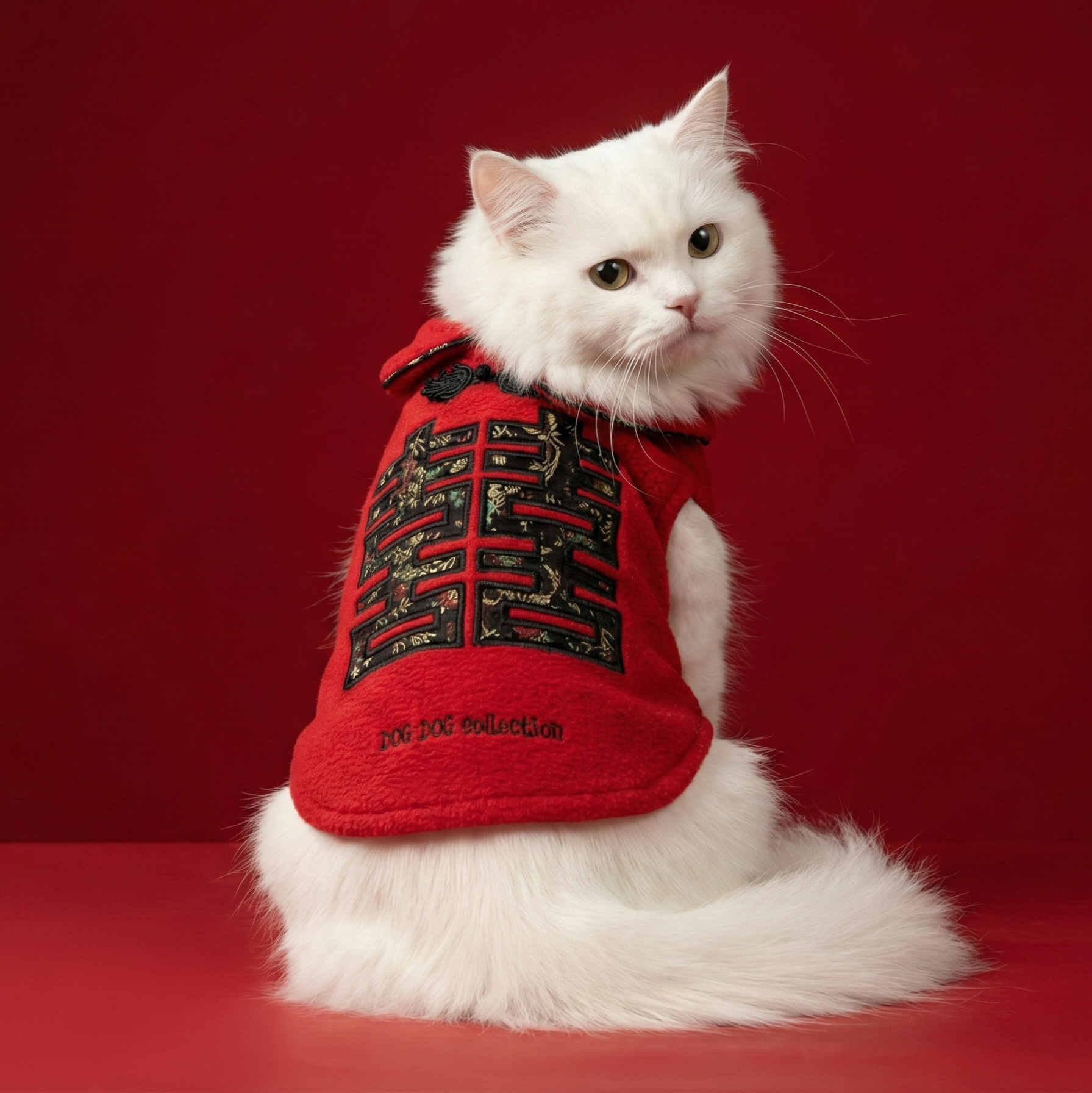 S363R 囍字繡花衫 紅色  囍embroidered shirt red