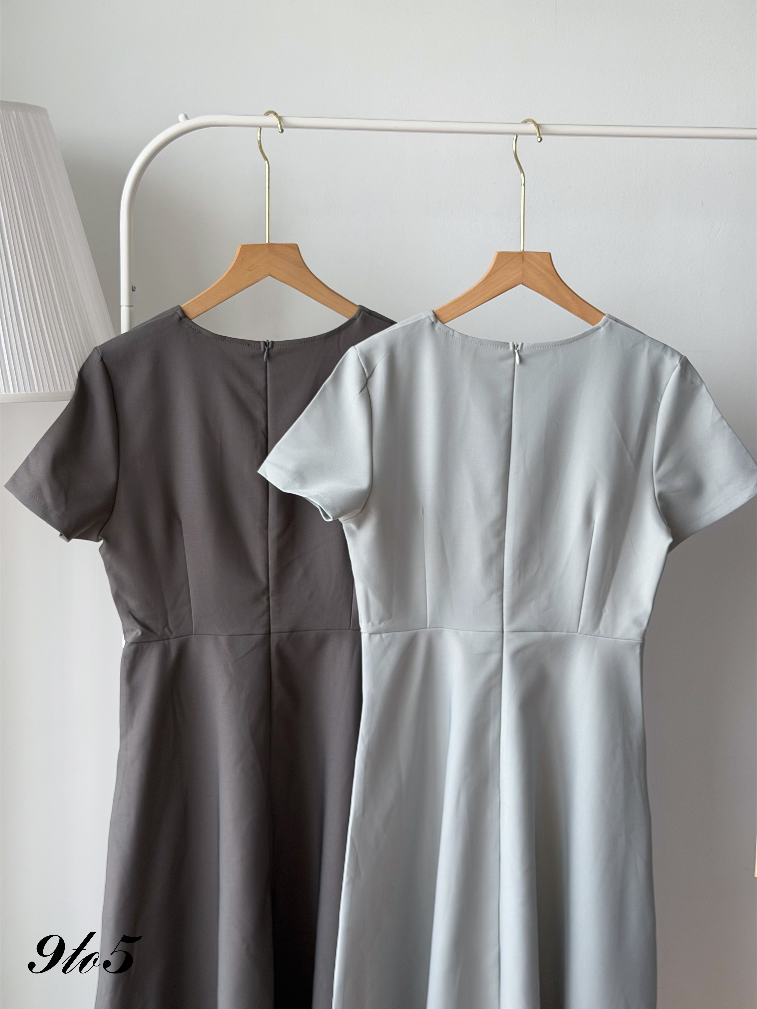 D2378 V Neck Waisted Dress - 3 Colors