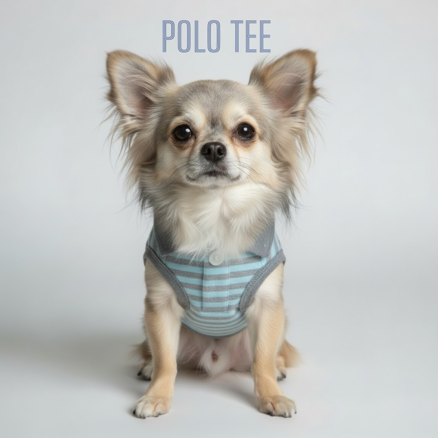 S553GB 條子POLO TEE-灰藍 Grey Blue