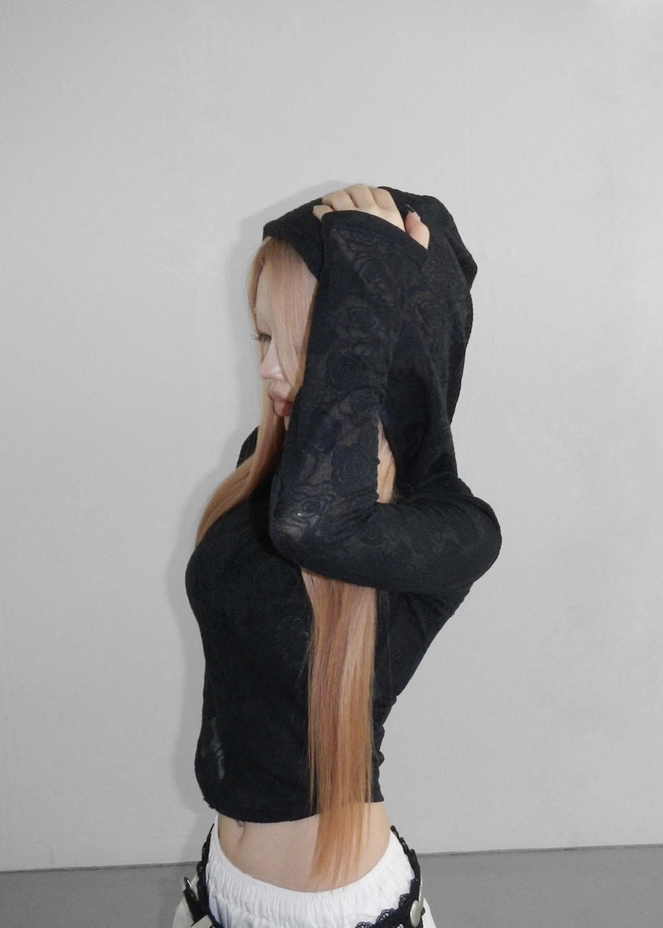 Floral Lace Zip-Up Hoodie