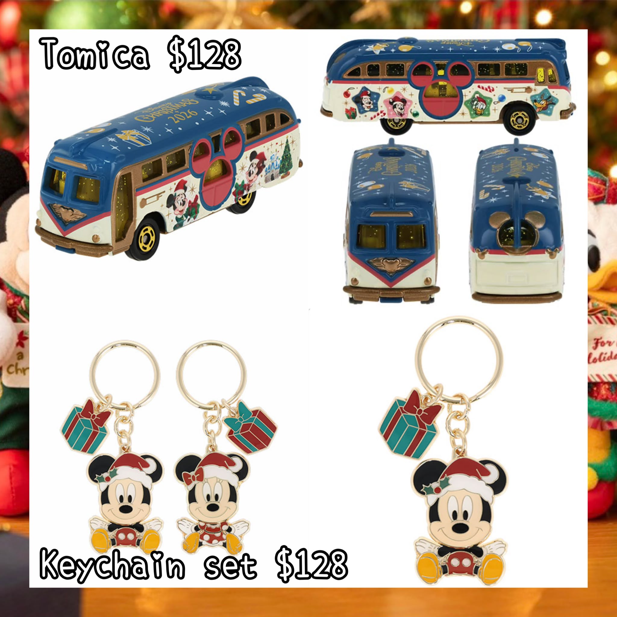 ：日本：2026 XMAS DISNEYLAND 園區產品 STARRY STARRY CHRISTMAS 10/11 日本發賣 TOMICA KEYCHAIN SET