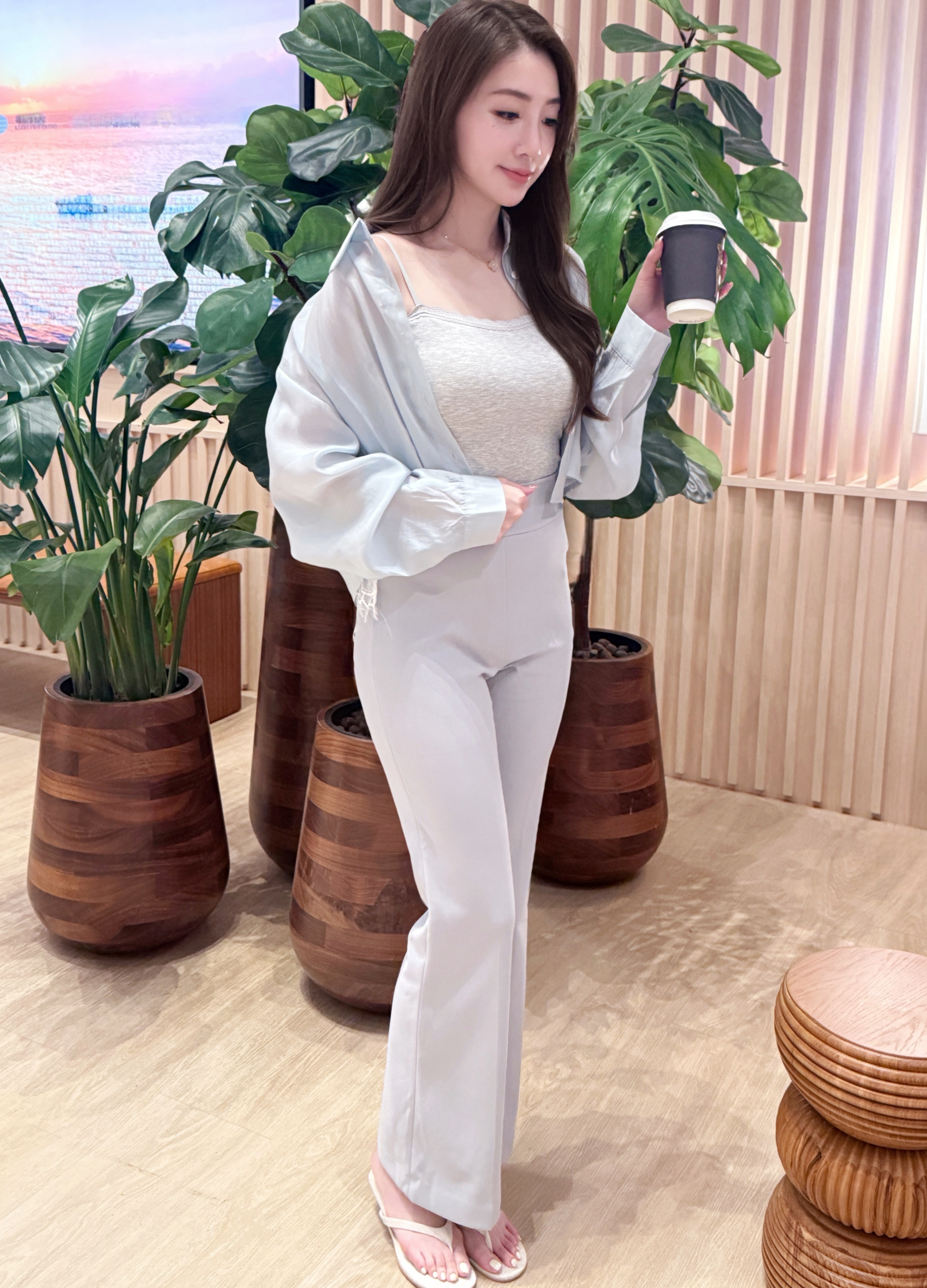 High-Waist Slim Flare Pants