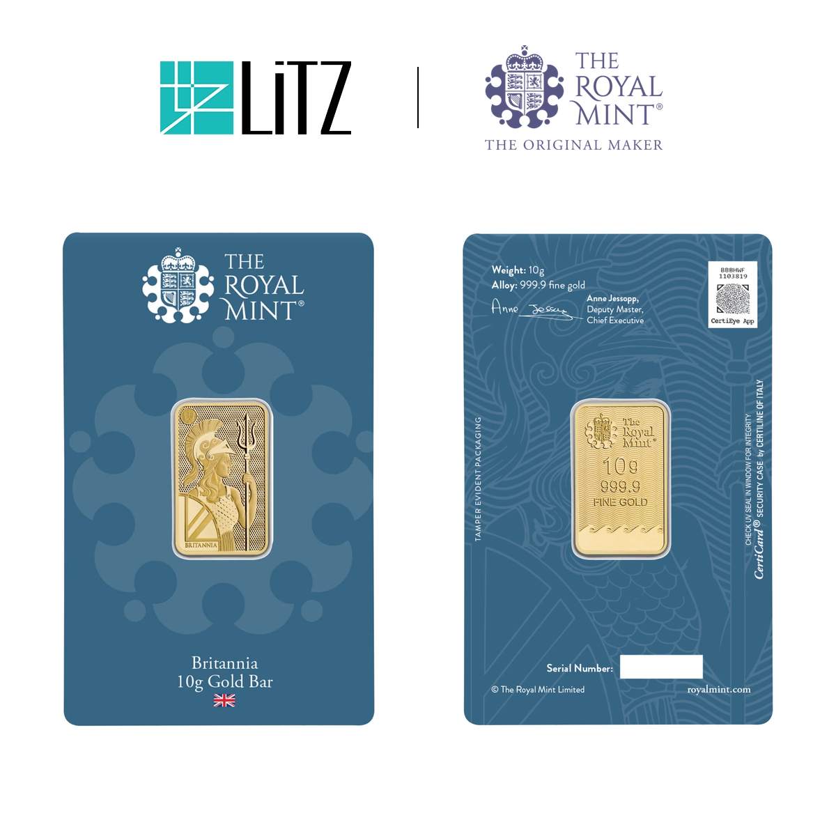 [10 gram] LITZ Royal Mint Britannia Gold Bar (999.9) PG303