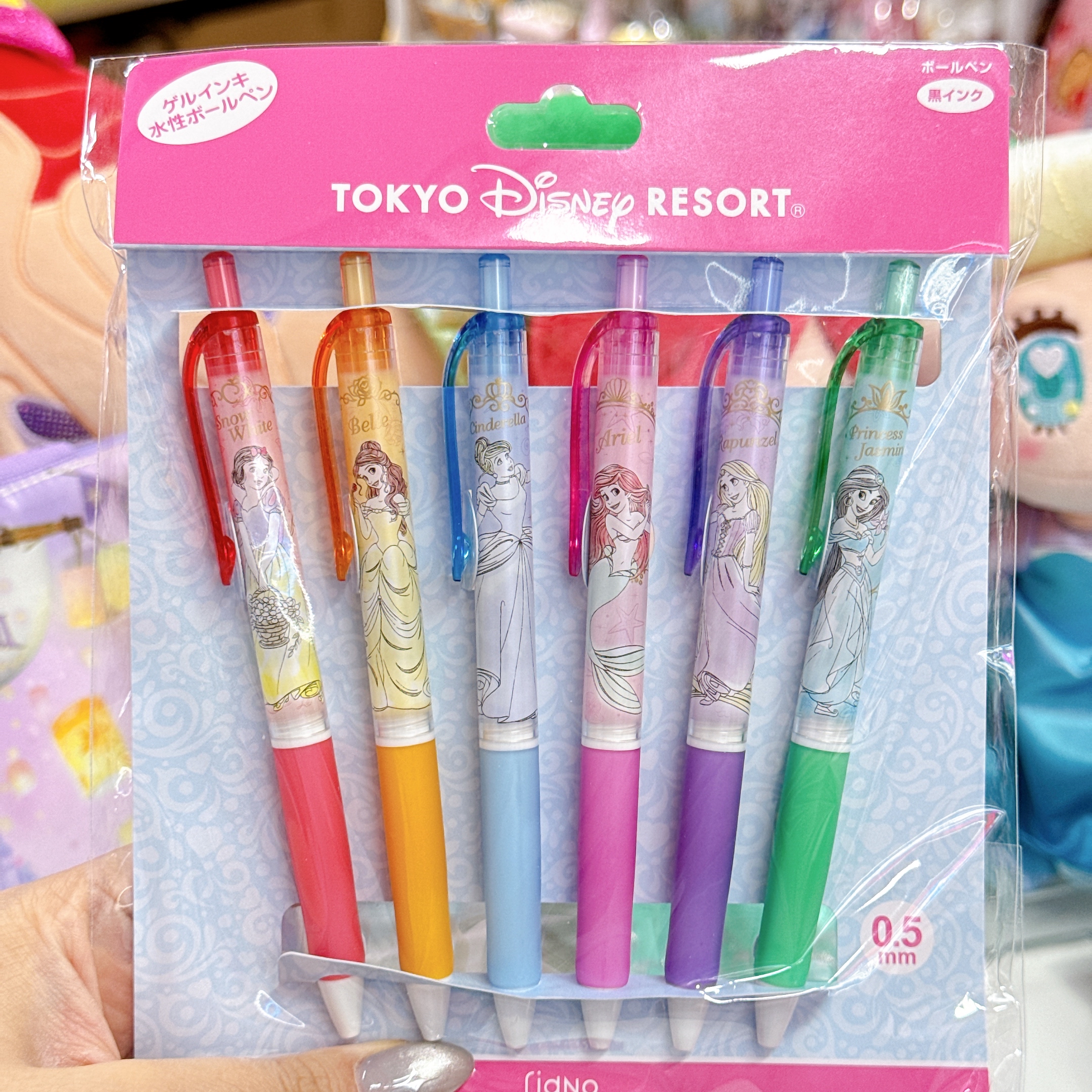 日本直送東京迪士尼小仙子公主一包六支黑色原子筆