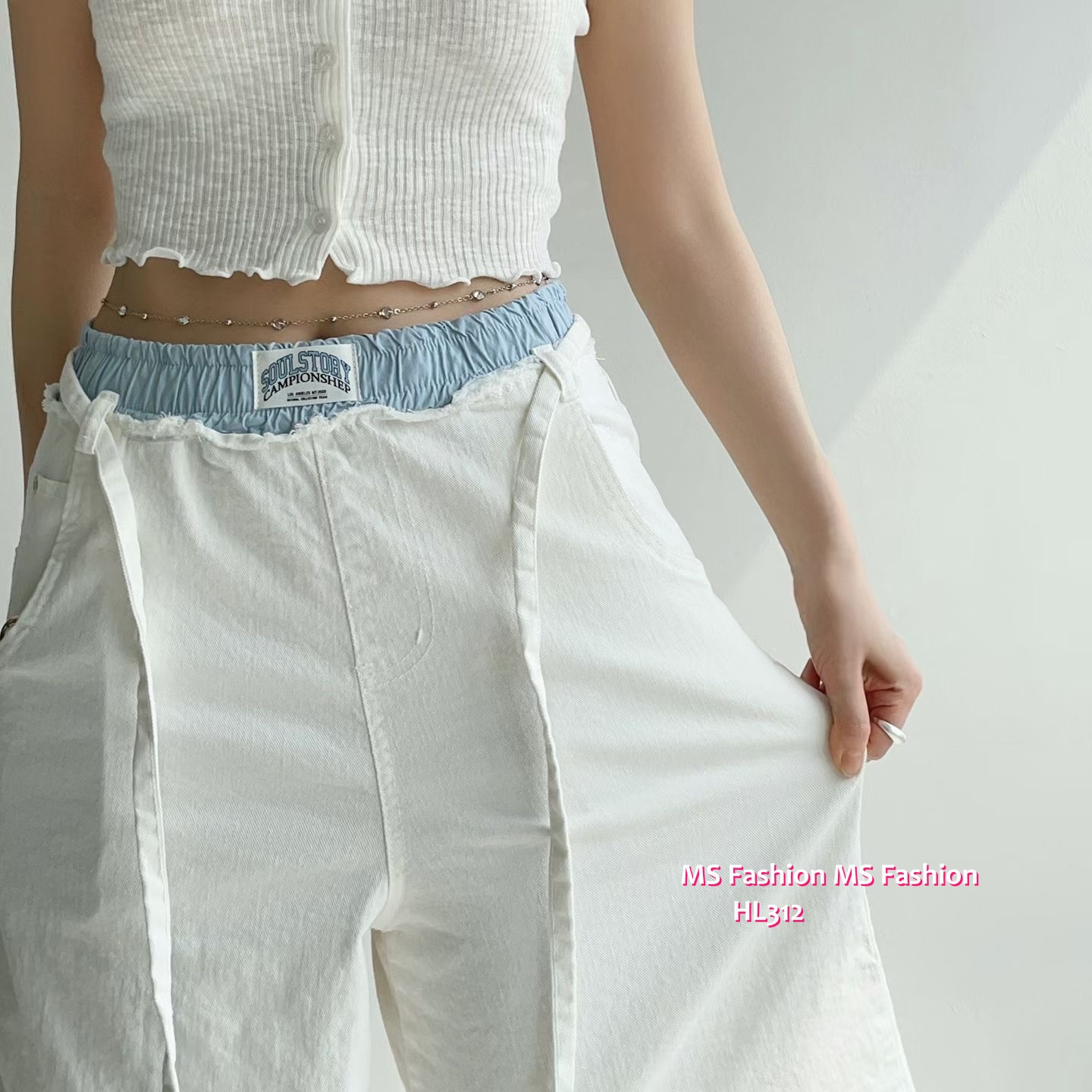 HL312 韓國🌼Howluk拼色腰闊褲