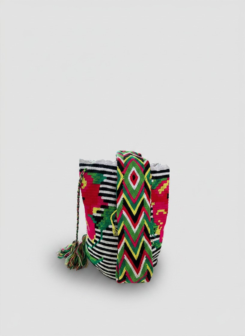 【背得起嘅藝術品】哥倫比亞正宗 Wayuu Mochila 手工民族編織袋  [預計 : 6月中至尾發貨] (PO-WY-BLKRED-F04)