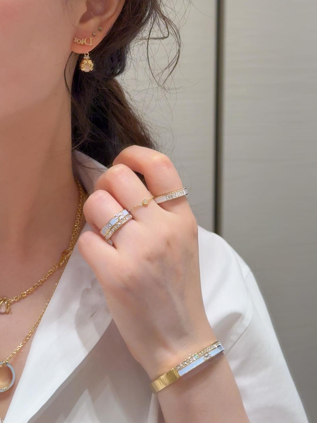 【原單】Dior Night Code Ring 分層字母水鑽蝴蝶結戒指 