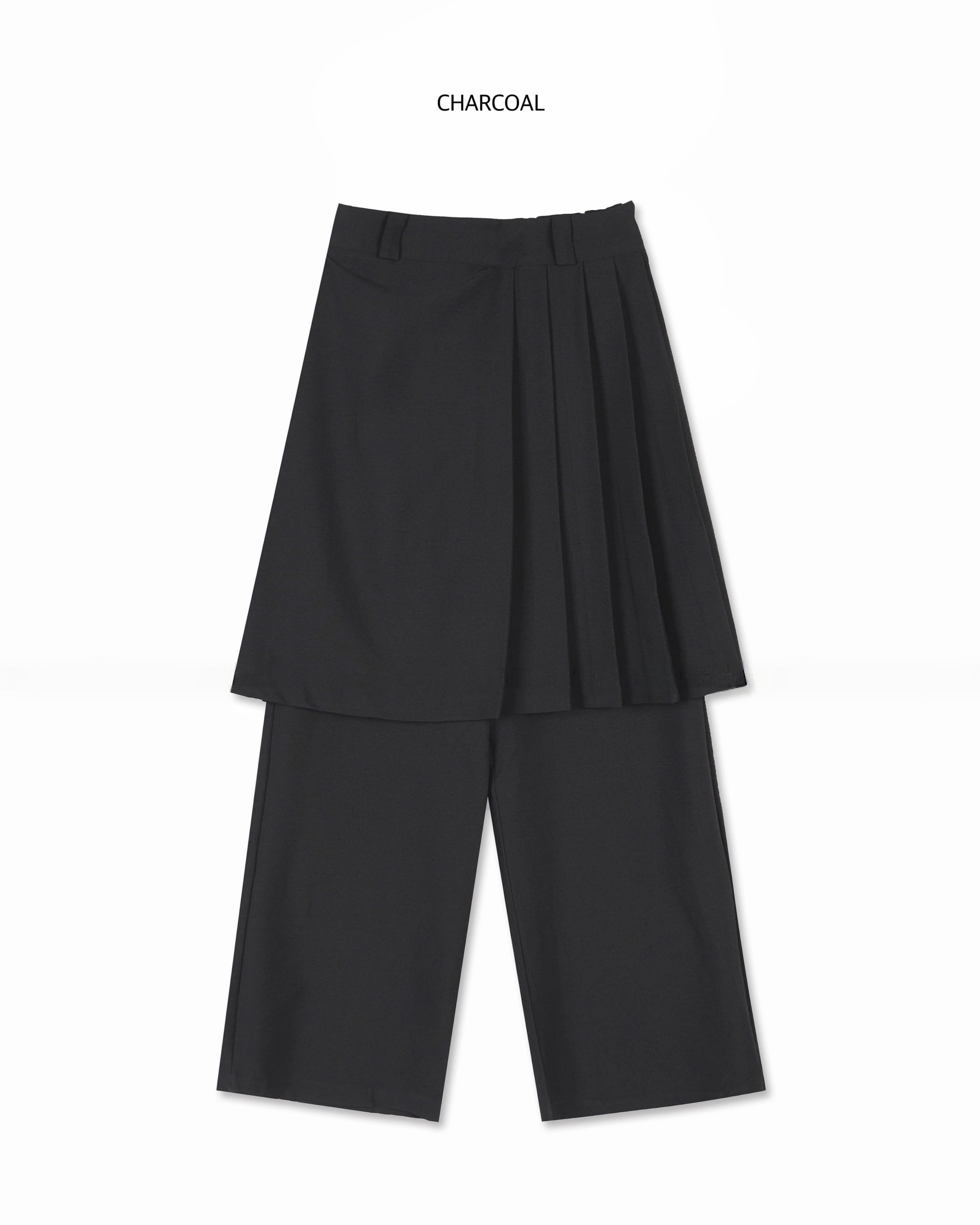 Pleated Layered Skirt Pants