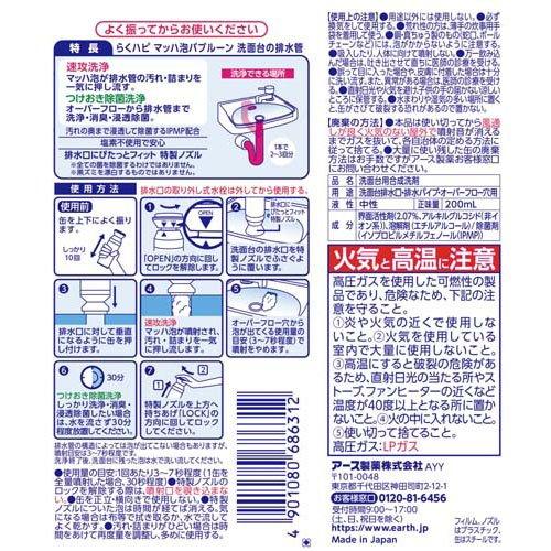 地球製藥 - Earth Chemical 洗臉台 排水管除菌消臭泡泡潔淨噴劑 200ml  (平行進口)