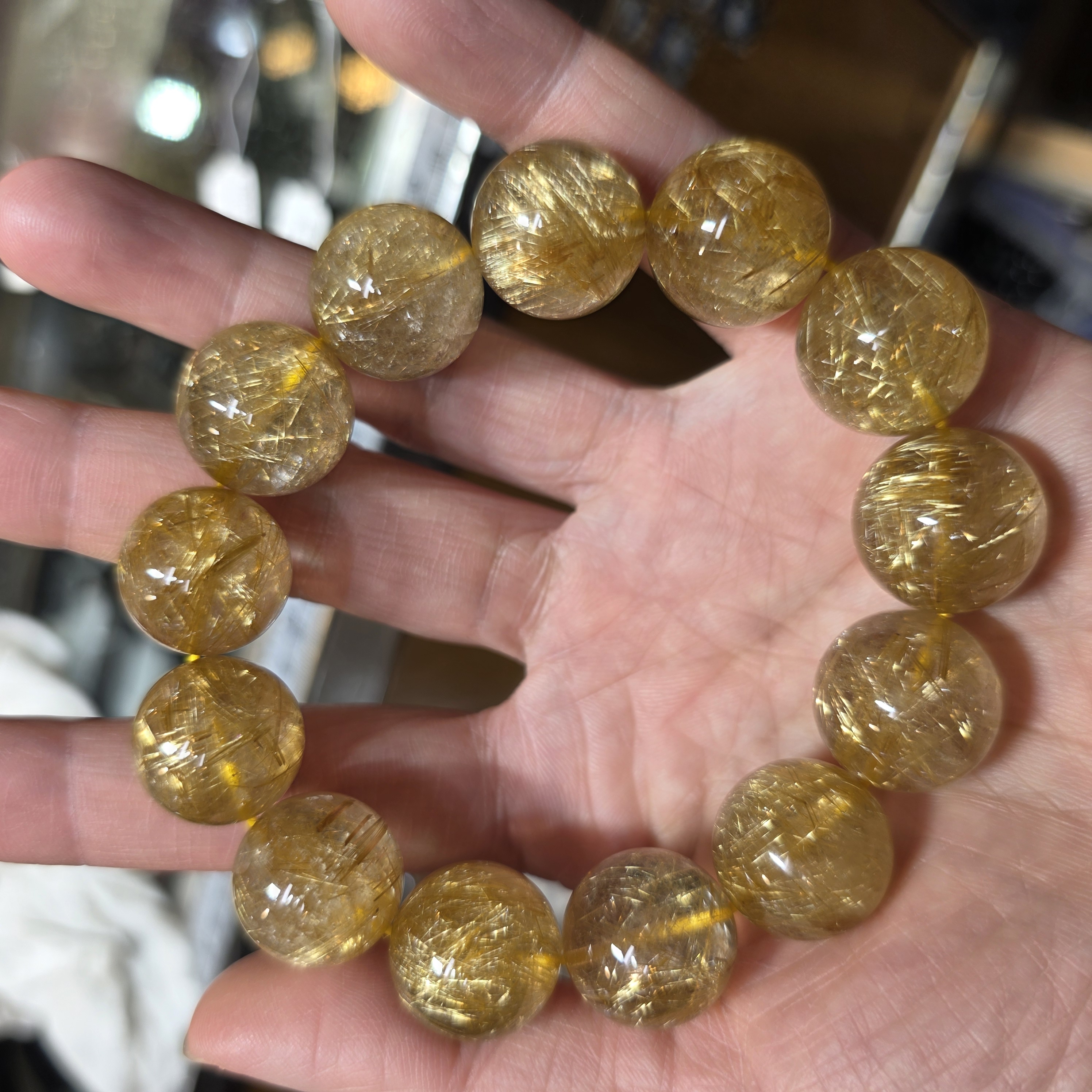 金髮晶手串(Gold Rutilated Quartz)