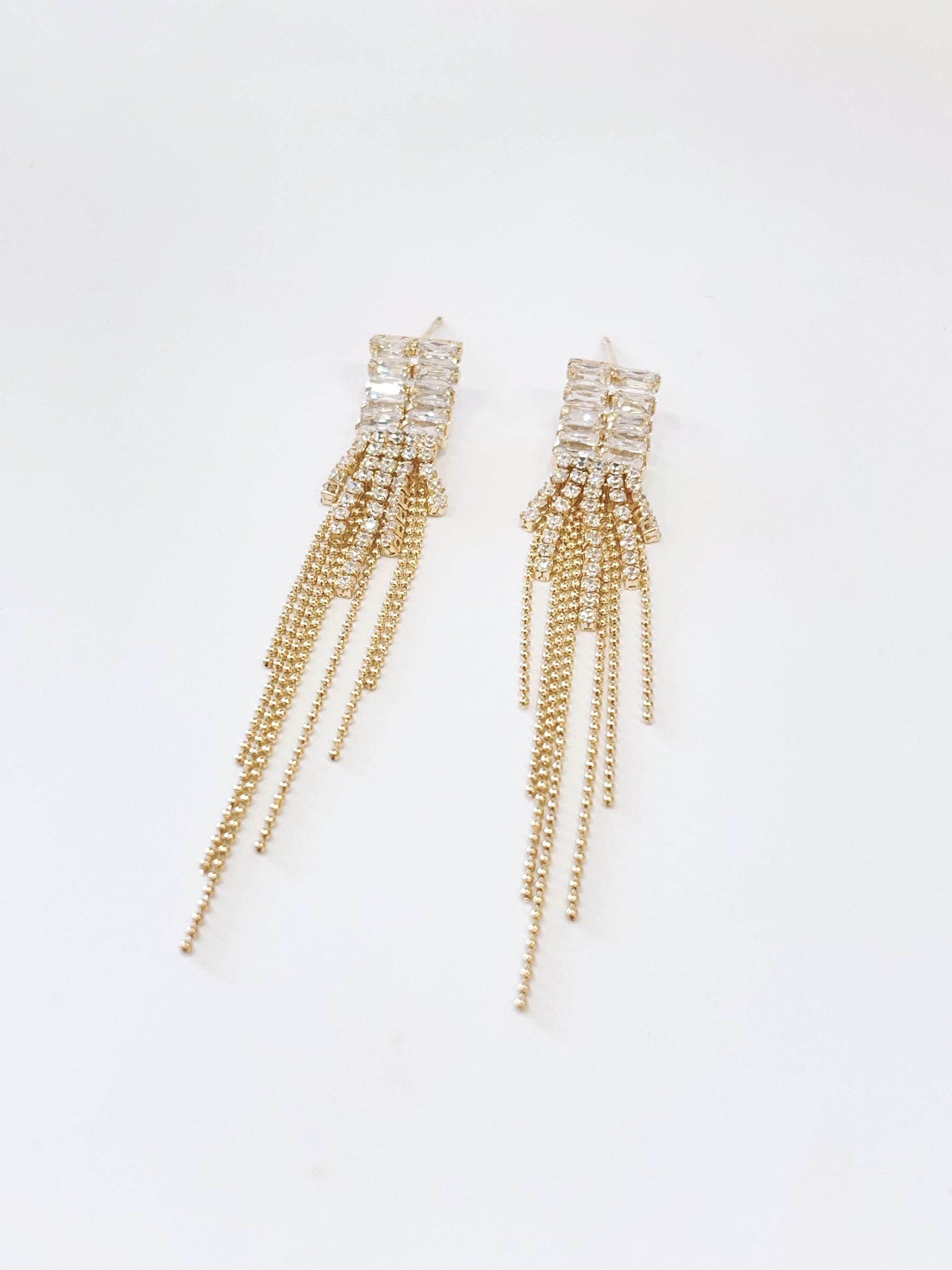 名媛风气质超闪锆石长款流苏耳环