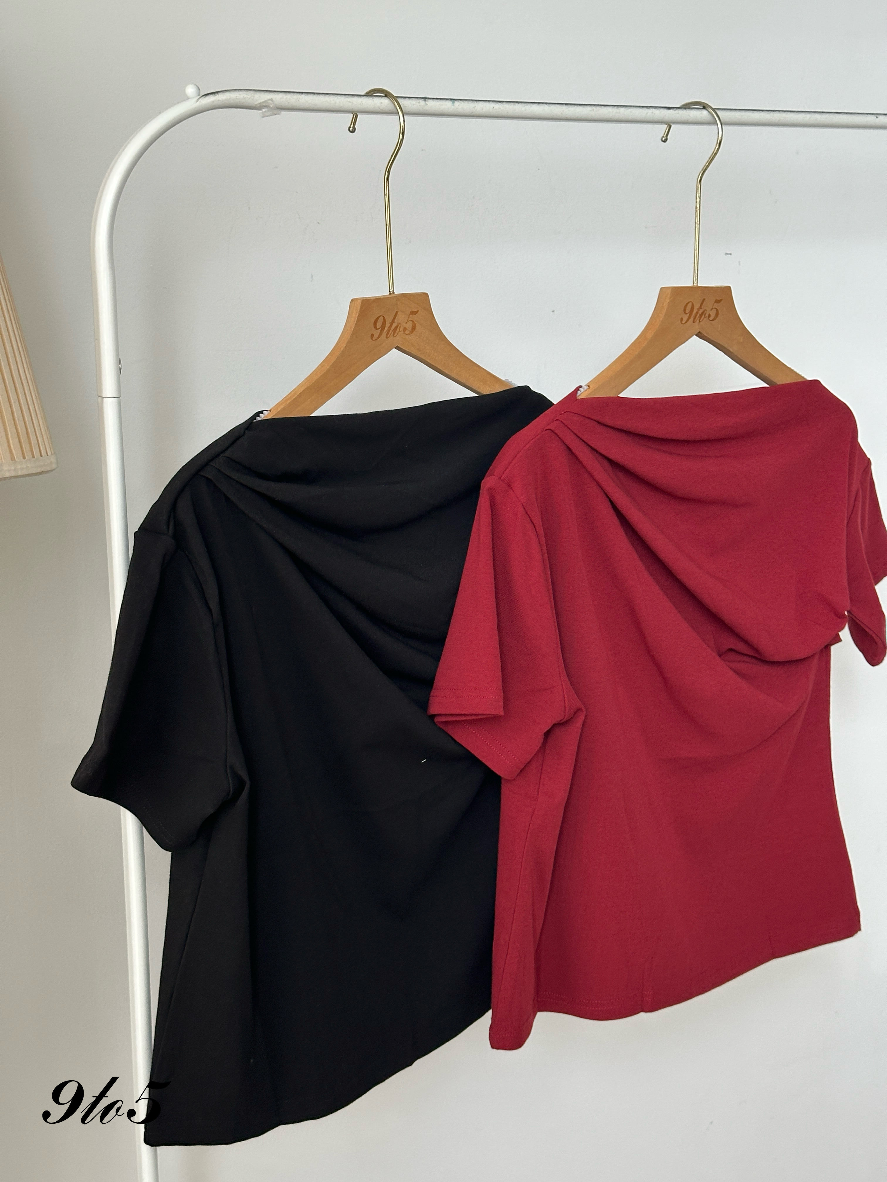 T3996 Mock Neck Ruched Top - 5 Colors