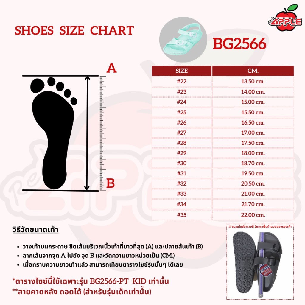 🇹🇭泰國Red Apple 兒童Pastel雙扣後帶涼鞋（型號 BG2566｜#22–39碼）