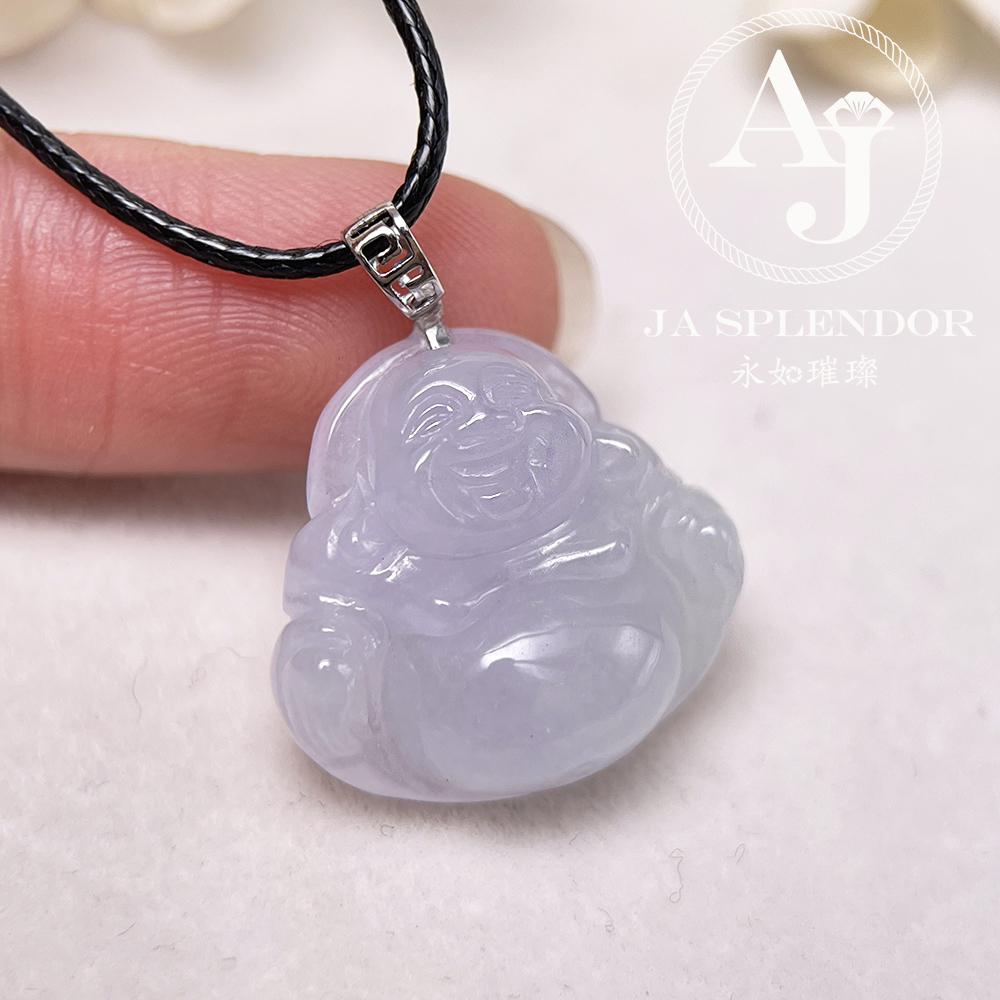 JNK-799 天然翡翠A玉 冰種春彩佛公18K金吊墜