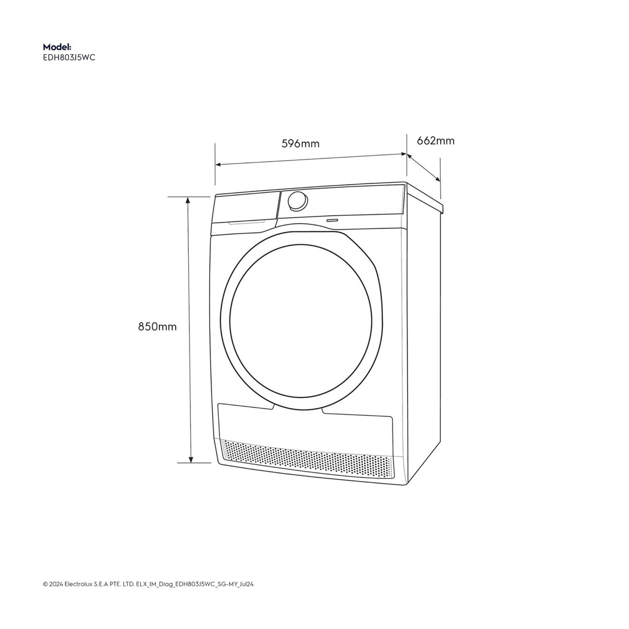 Electrolux 8kg UltimateCare 500 Heat Pump Dryer (EDH803J5WC)