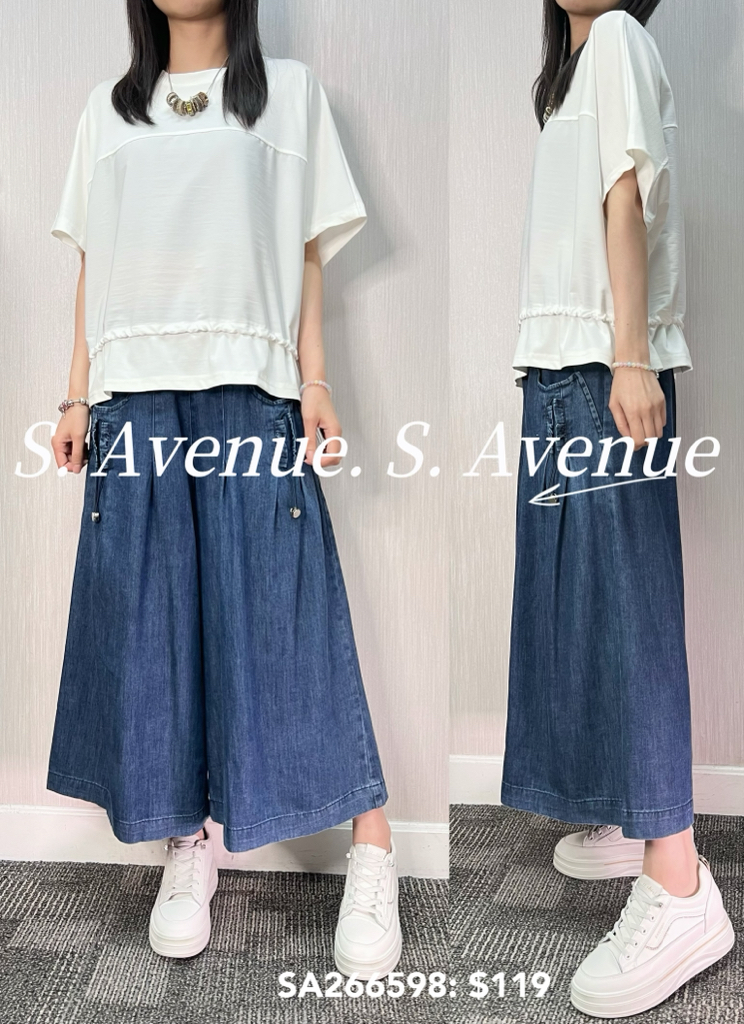 SA266598: 短袖拼布束腰top