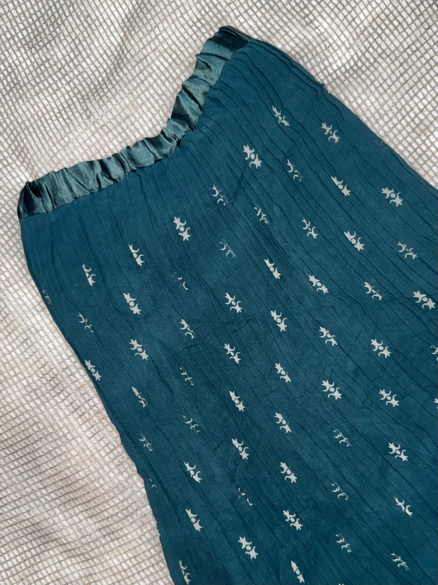 Chiffon Skirt with Camel Colorblock and Baroque Floral Print