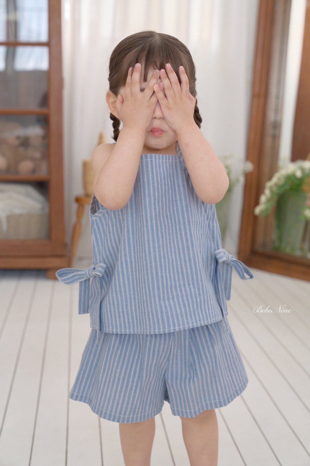 ☀️預訂 韓國直送☀️🇰🇷Bebenine兩色緞帶條紋純棉吊帶上下套裝