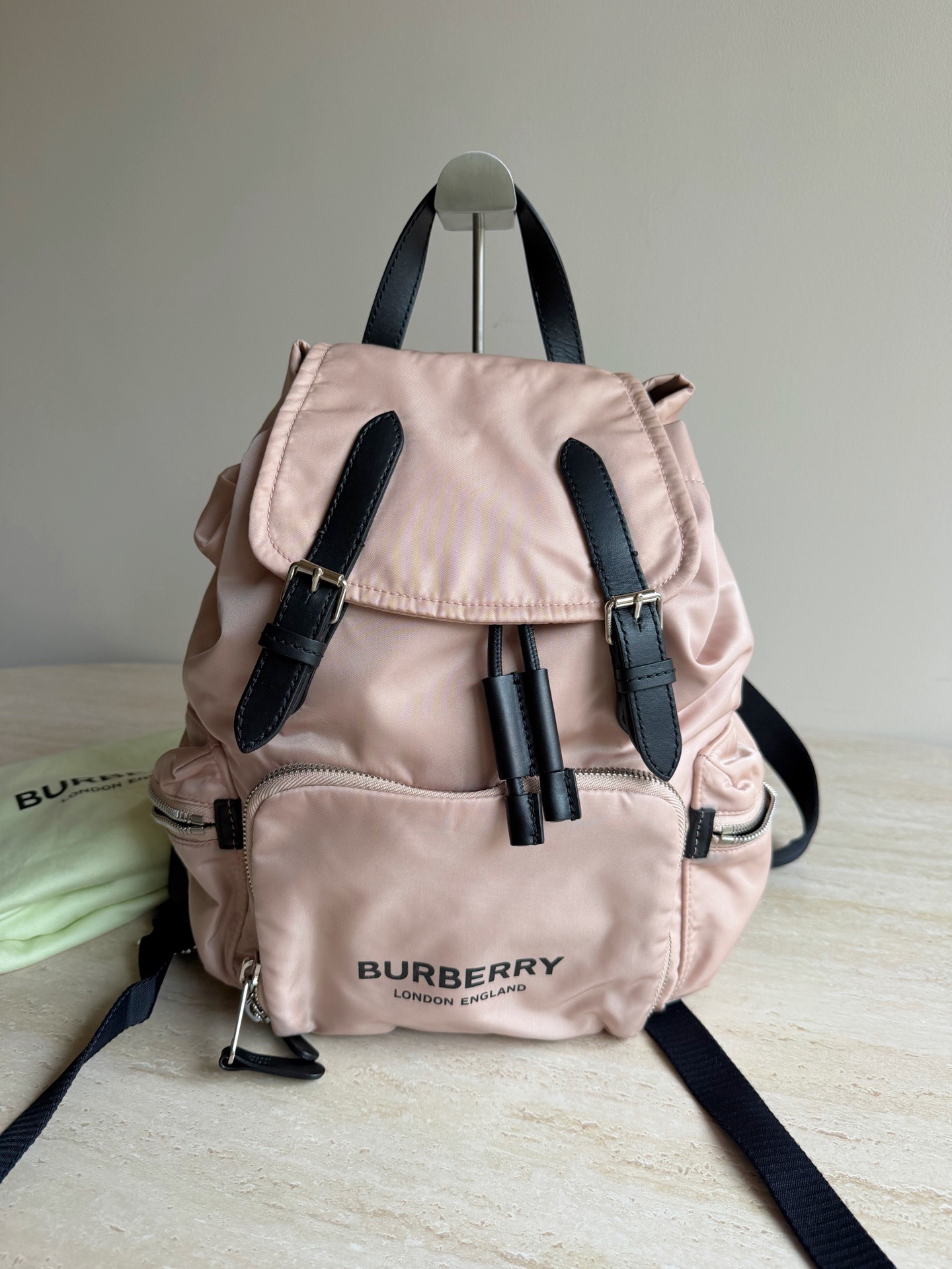 【預訂貨品】Burberry粉色尼龍拼皮書包