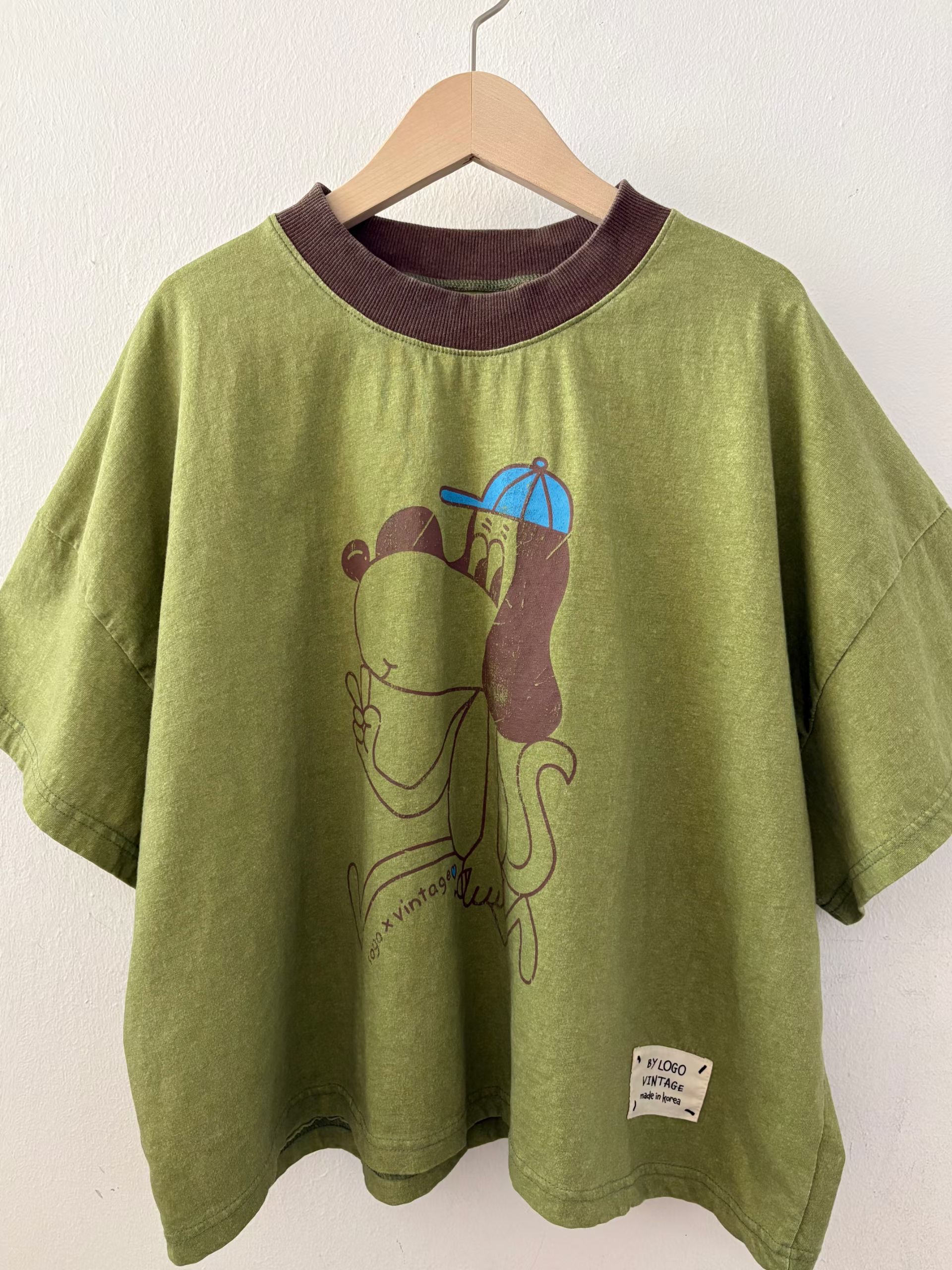 LO OX 撞色cap帽長耳狗tee