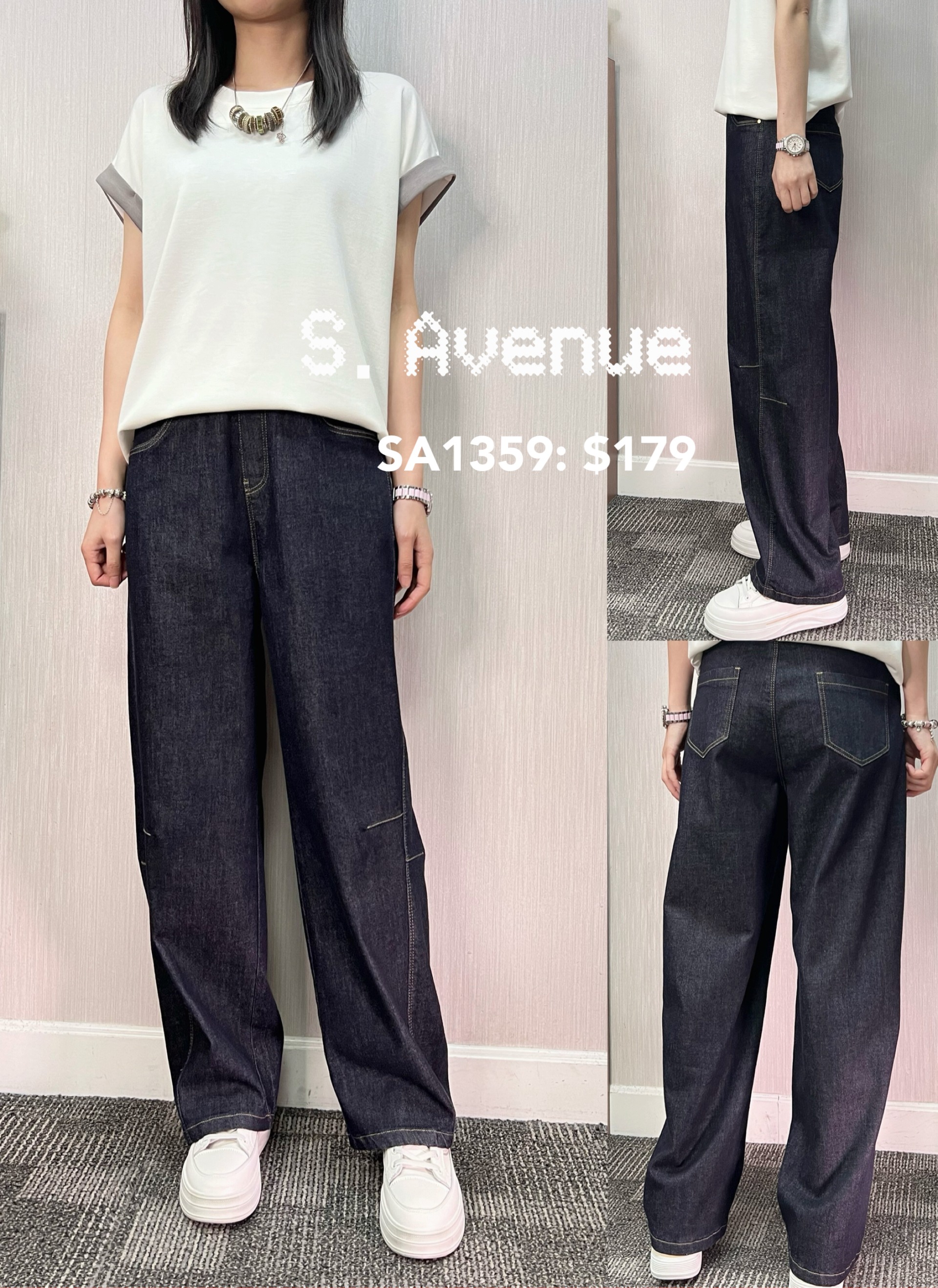 SA1359: 橡筋腰彎刀彈力牛仔褲