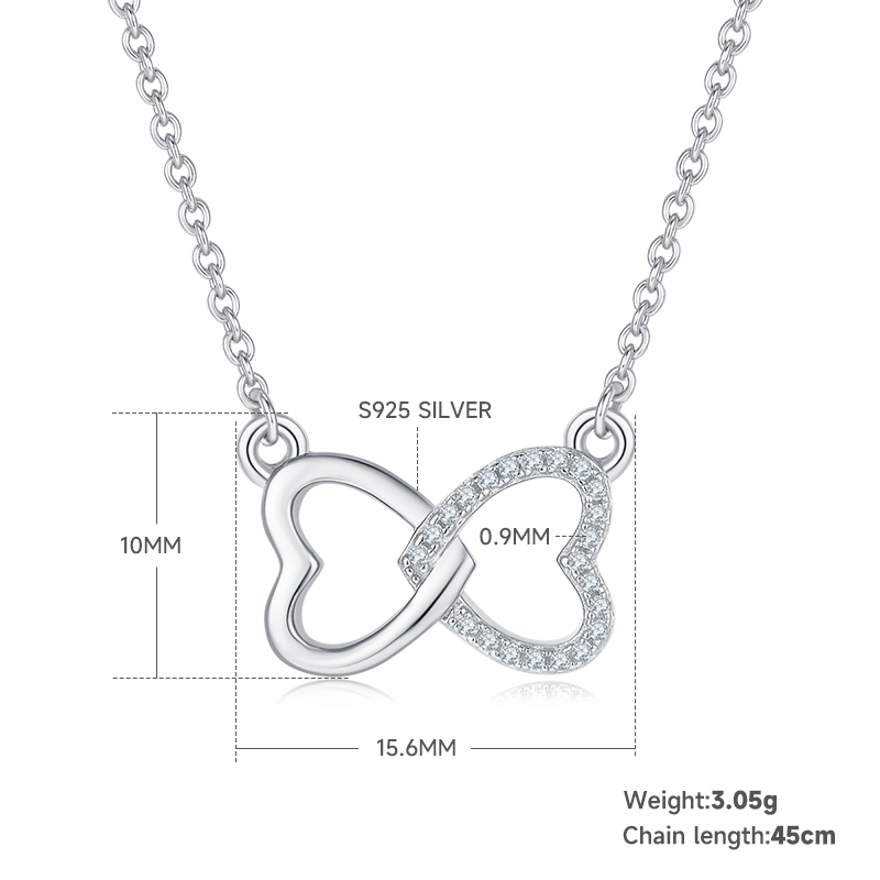 比芯愛心吊墜S925銀鍍18k金莫桑鑽石D級0.1ct