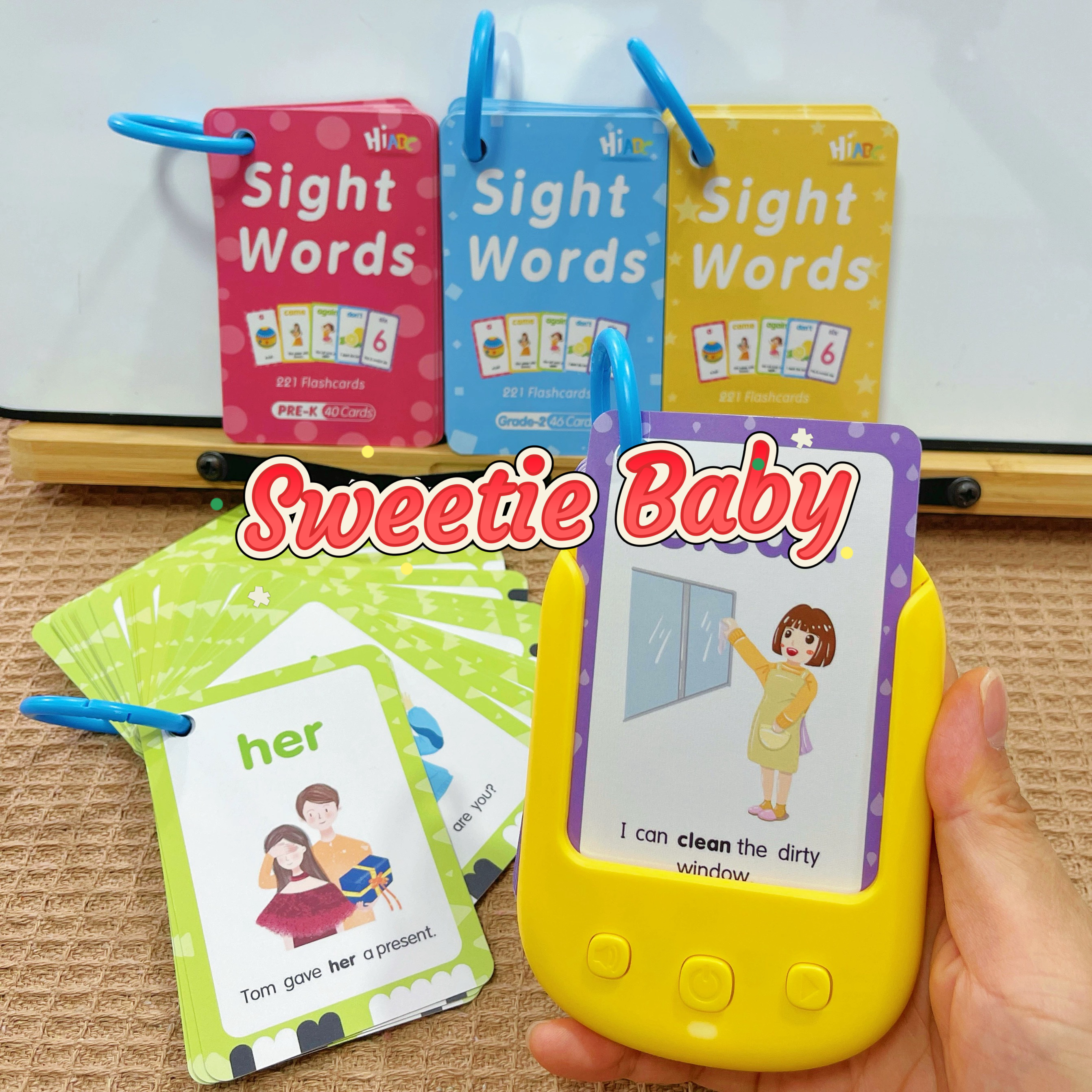 英語常用Sight Word高頻詞語卡（1套221張）+閱讀機 