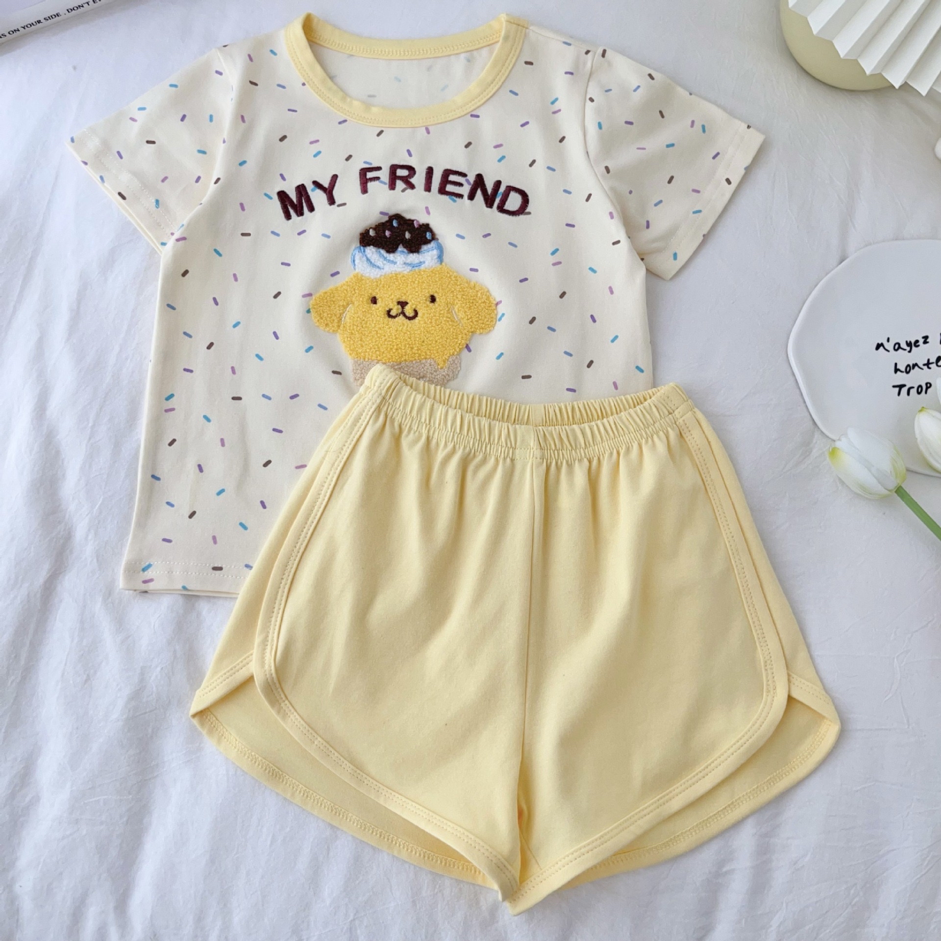 夏日新款刺繡卡通家居服
