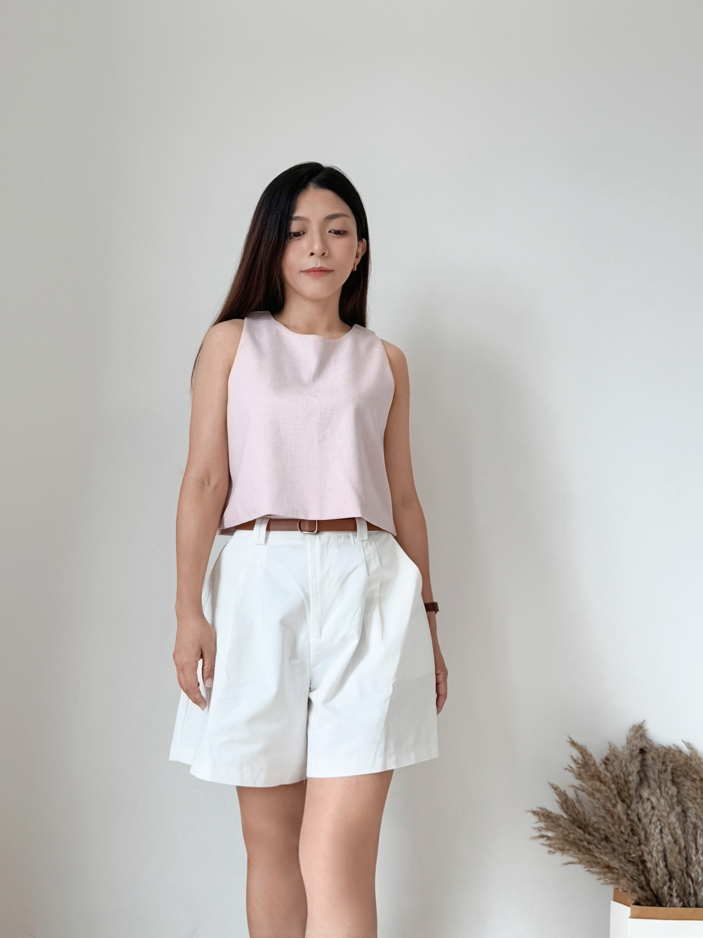 Diana Short 高腰水洗棉短裤（附送腰带）