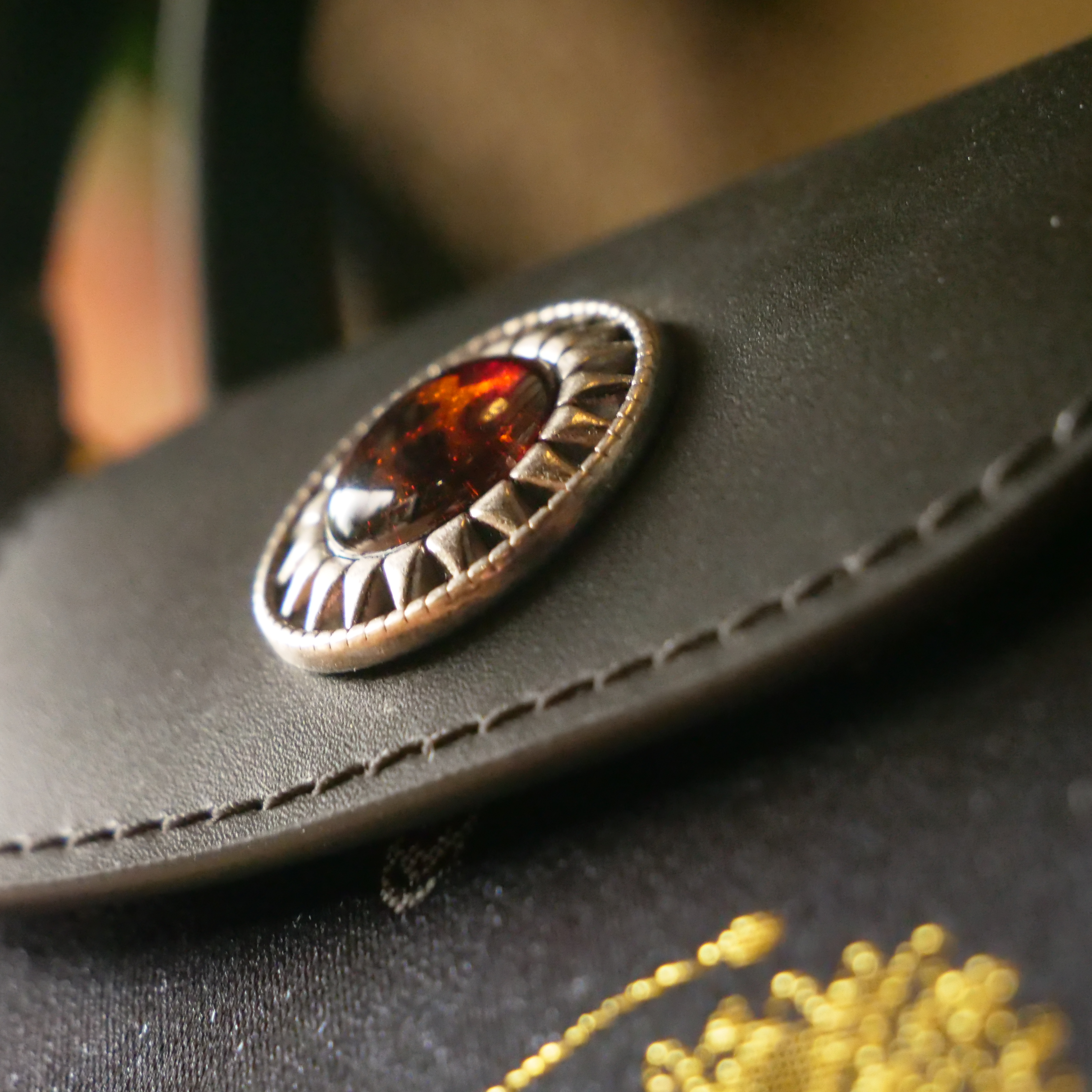 宋錦∞黑金綠蝴蝶牛皮小號手袋