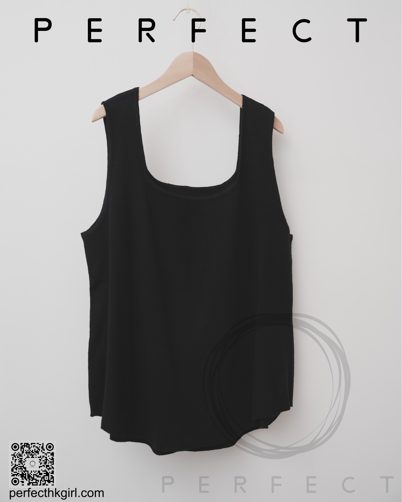 T0023_針織顯瘦方領高彈力可外穿背心 (顯瘦黑）