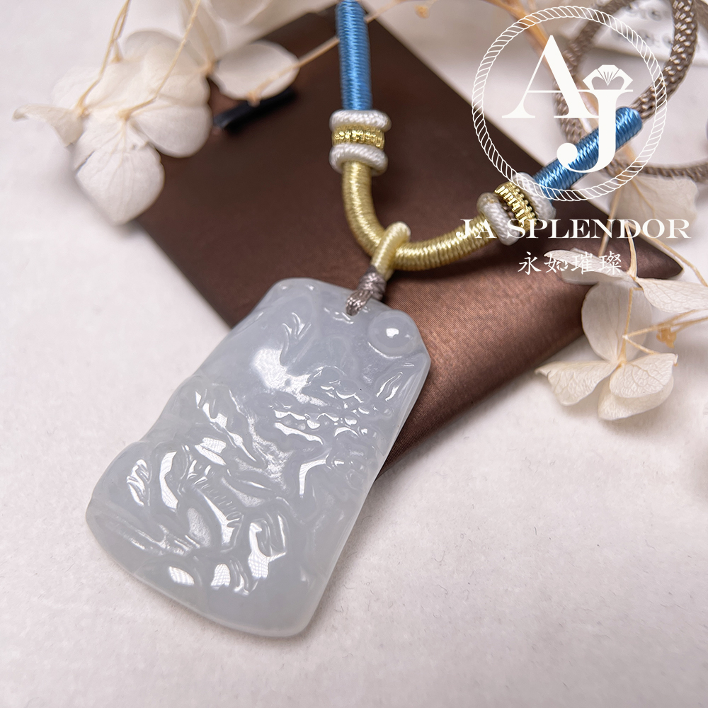 JN-916 天然翡翠A玉 老料膠潤旺丁旺財山水牌吊墜