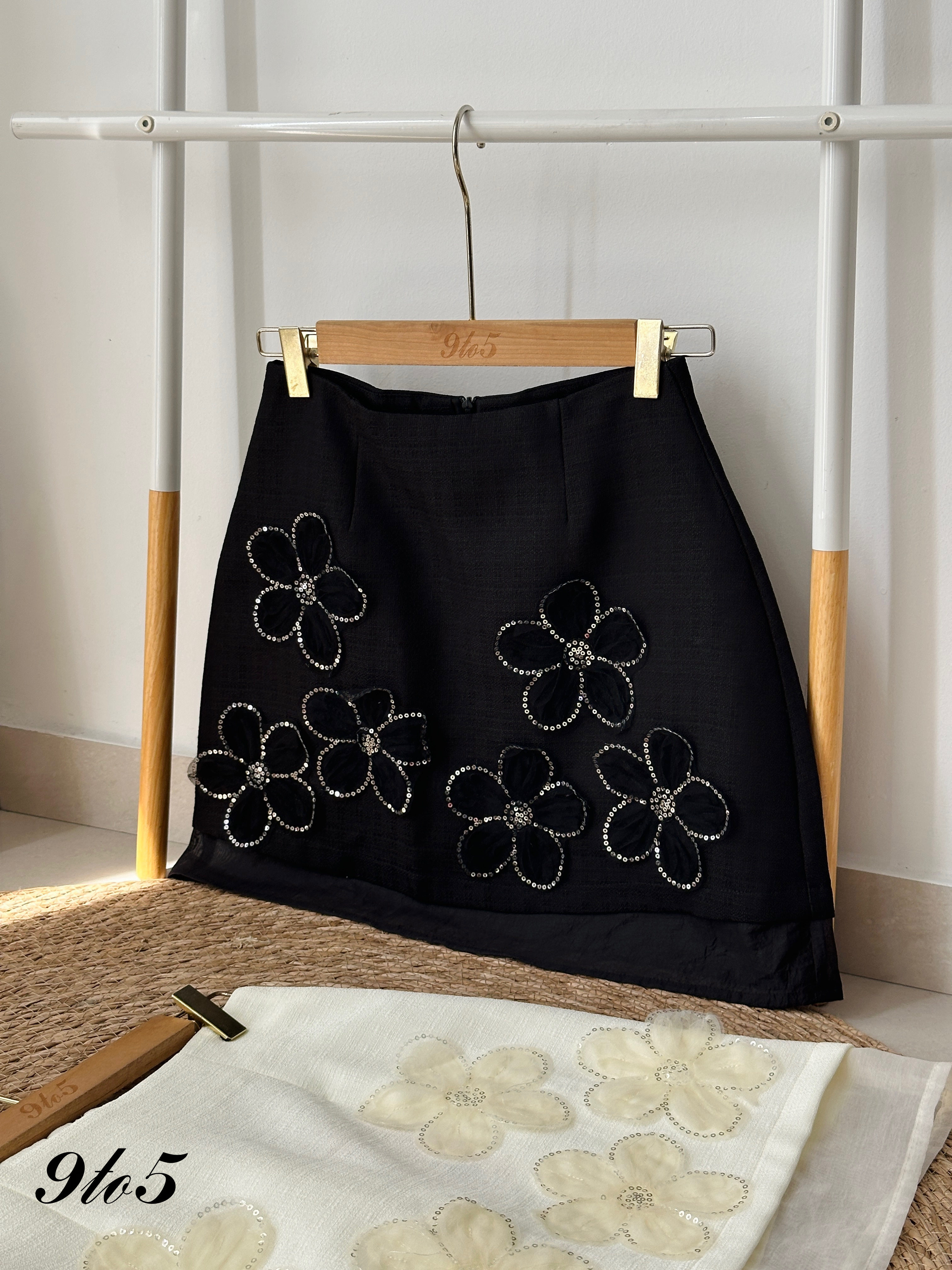 S1787 A Line Floral Short Skirt - 3 Colors