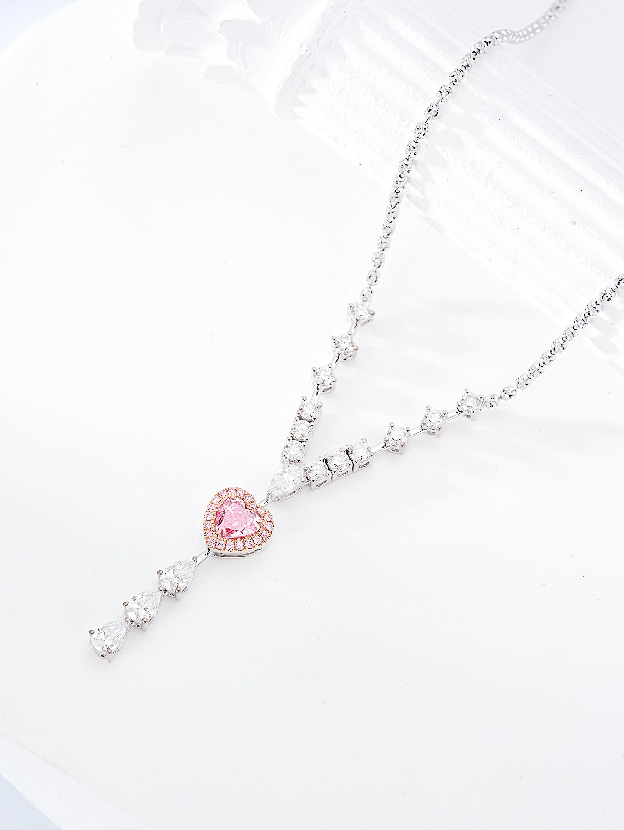 Heart shaped diamond cut pendant and necklace 