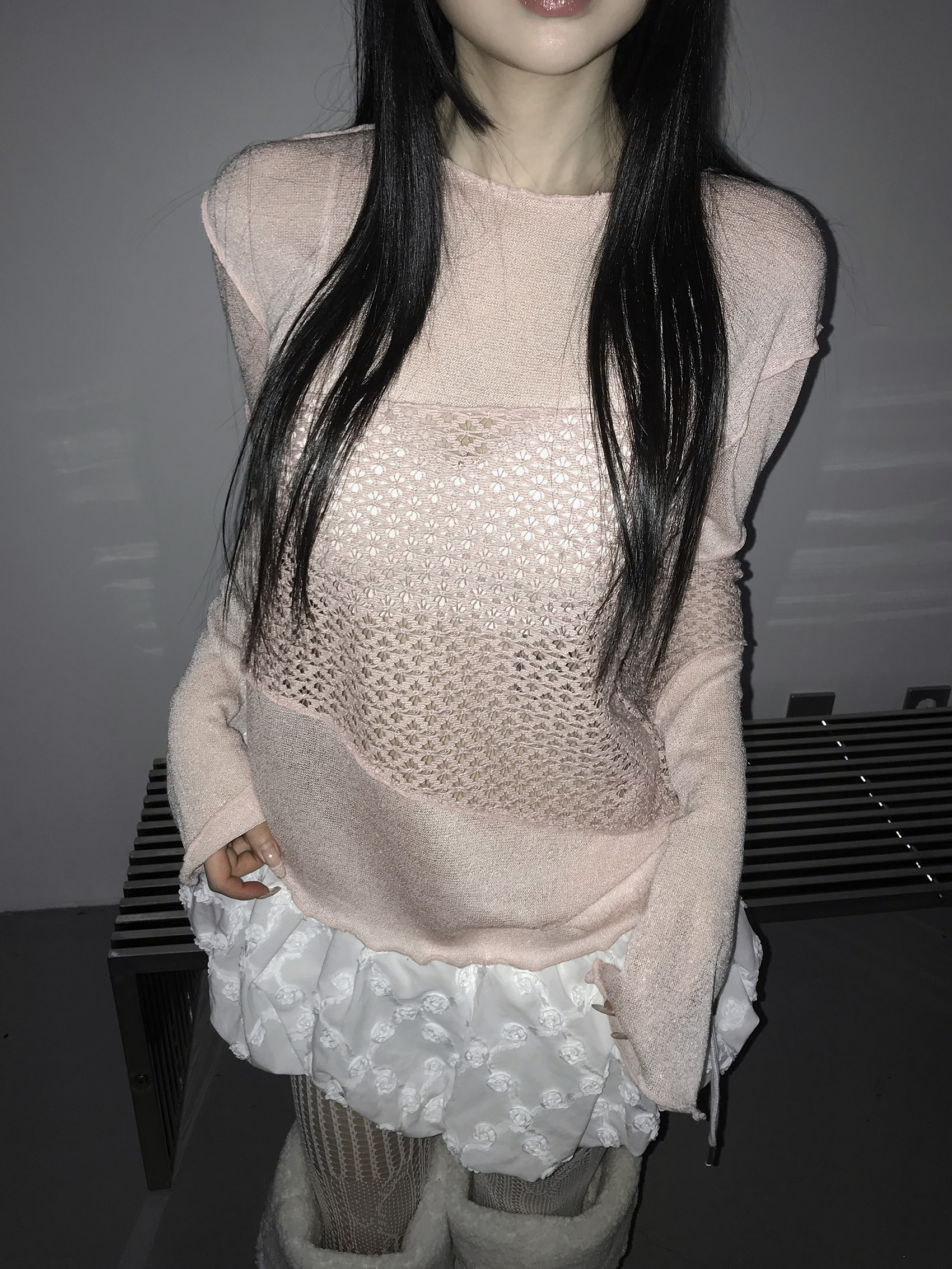 Asymmetrical Sheer Knit Top