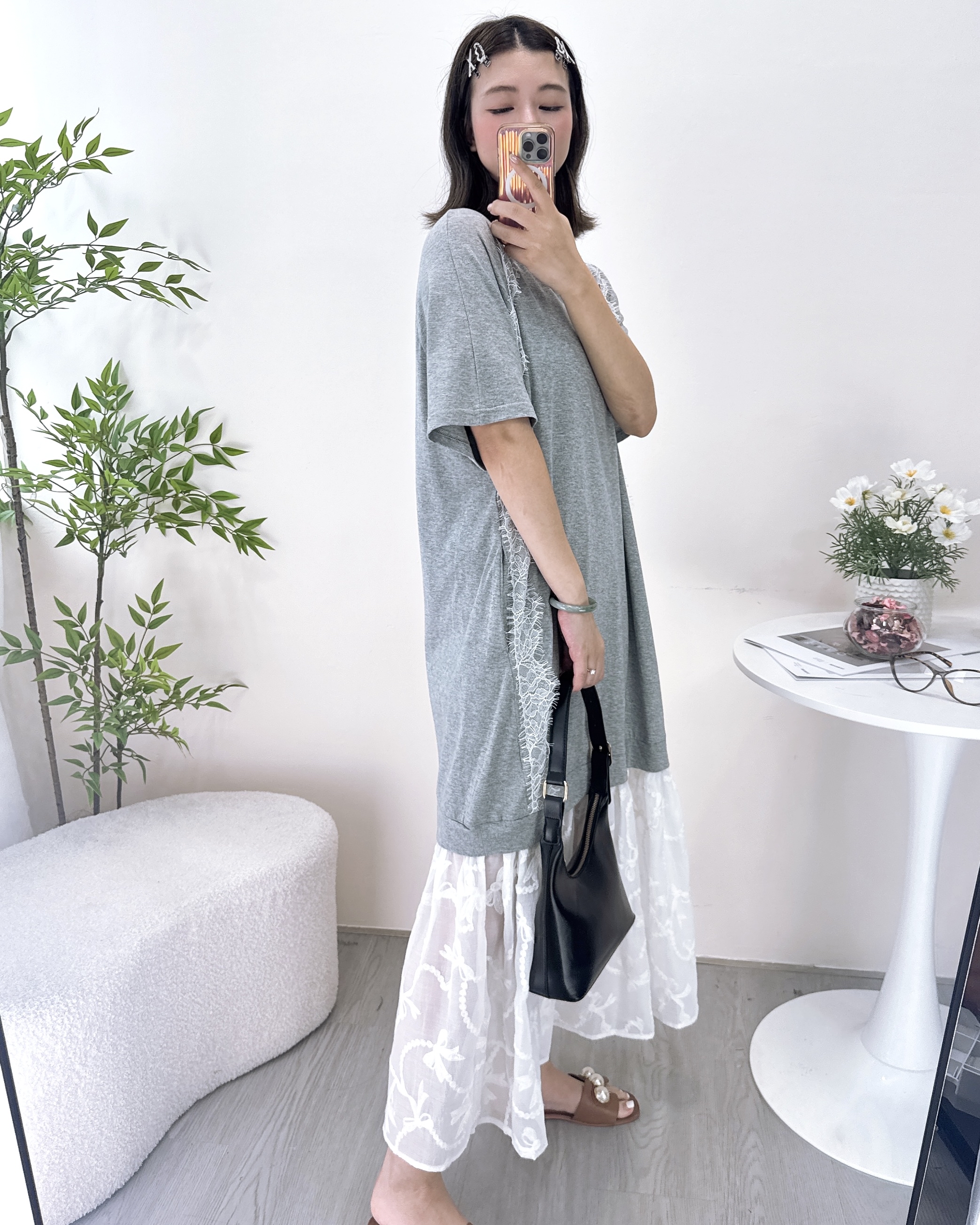 拼布側類似袋連身裙 2色