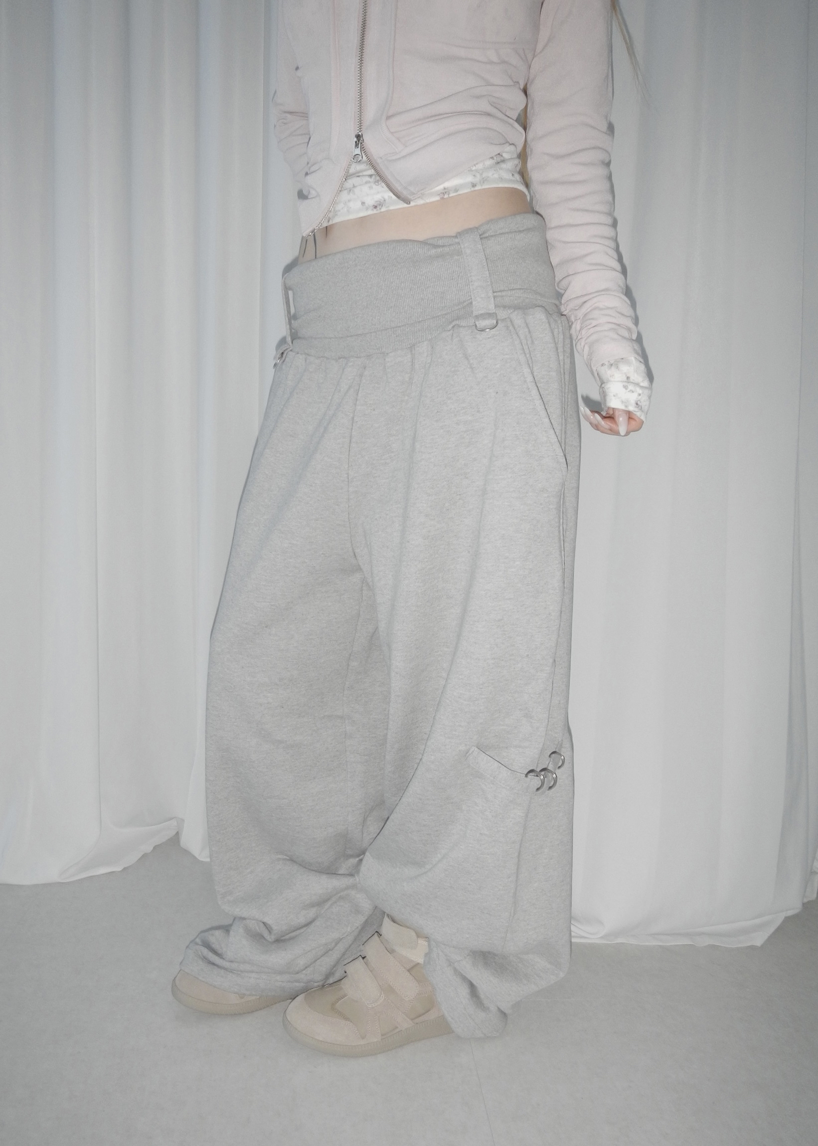 Foldover Wide-Leg Cargo Pants