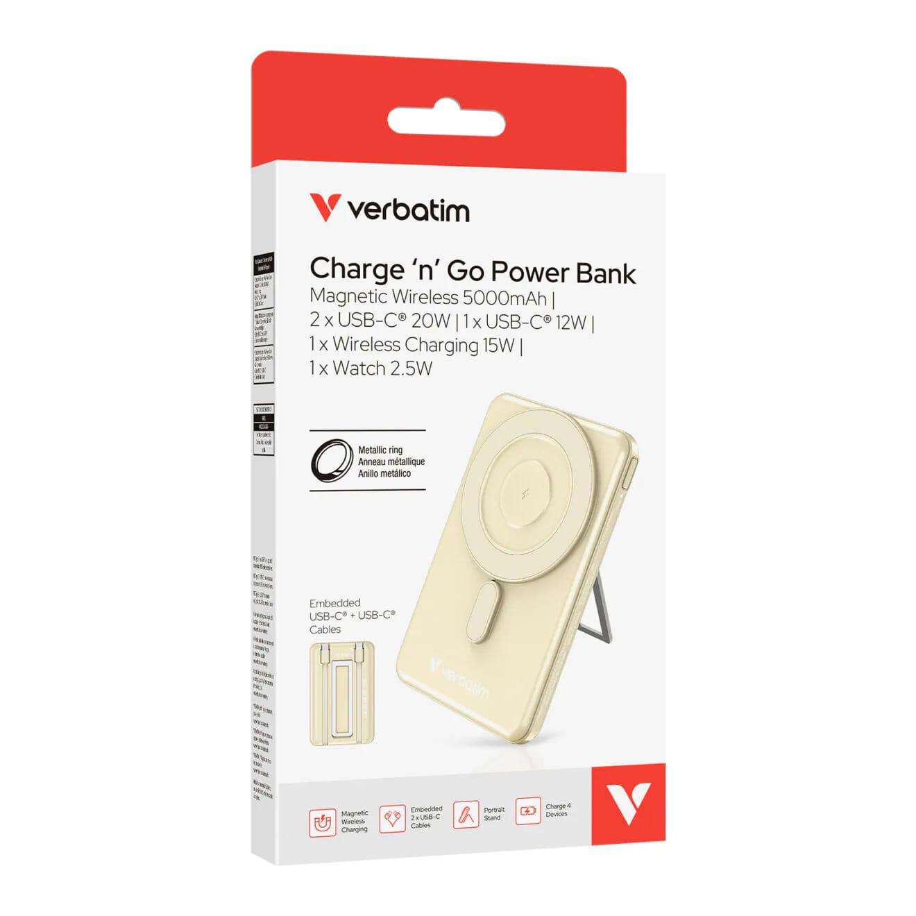 Verbatim Charge 'n' Go 磁吸無線充電行動電源 5000mAh