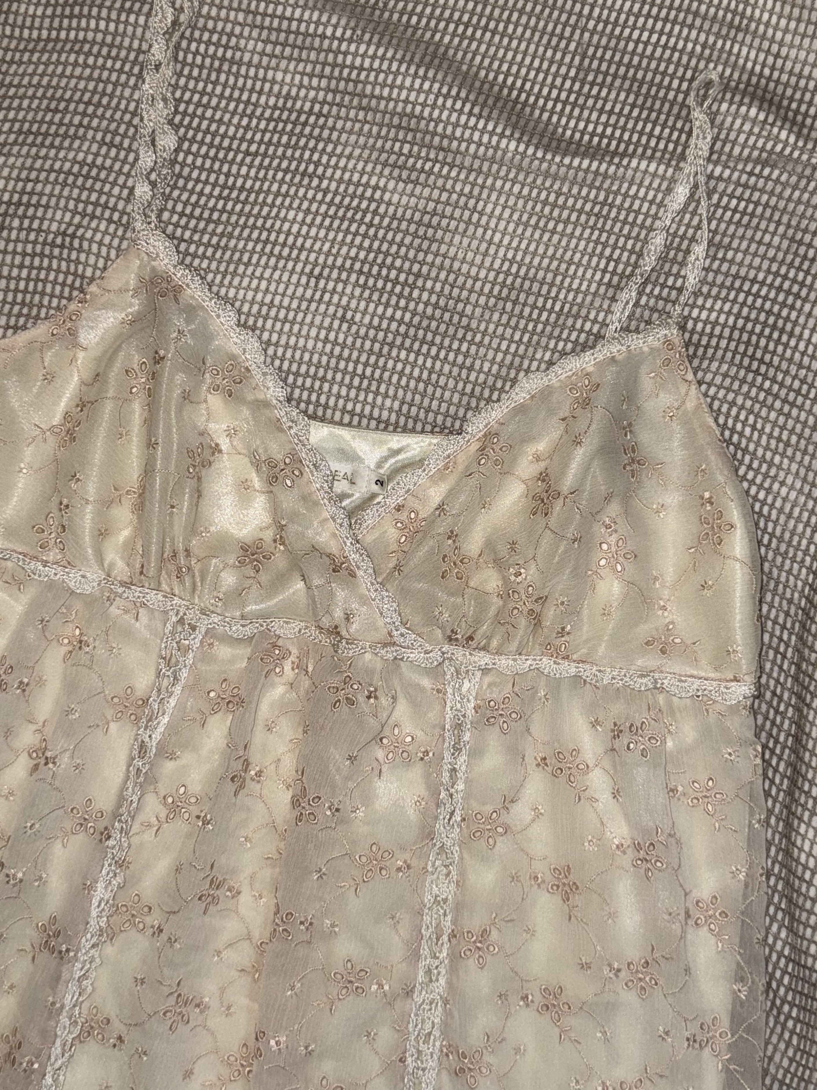 Cream Floral Lace Cami Dress