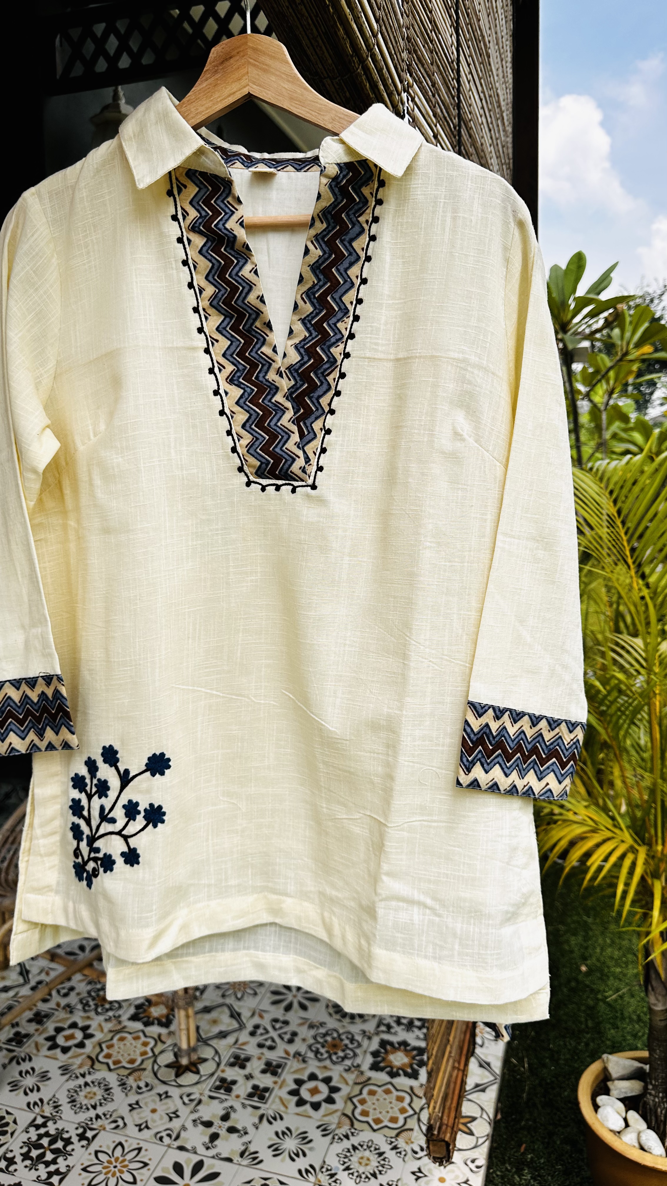 White Embroidered Co-ord set with lining