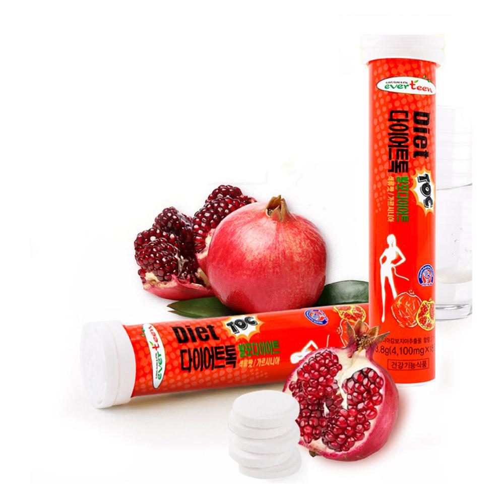 韓國Everteen Diet 藤黃果&綜合維 他命發泡錠 紅石榴口味輕盈發泡錠18 片【紅色】