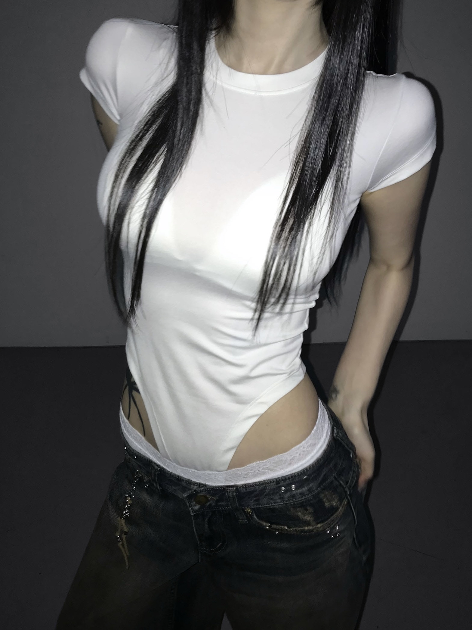 Slim Fit Crew Neck Bodysuit