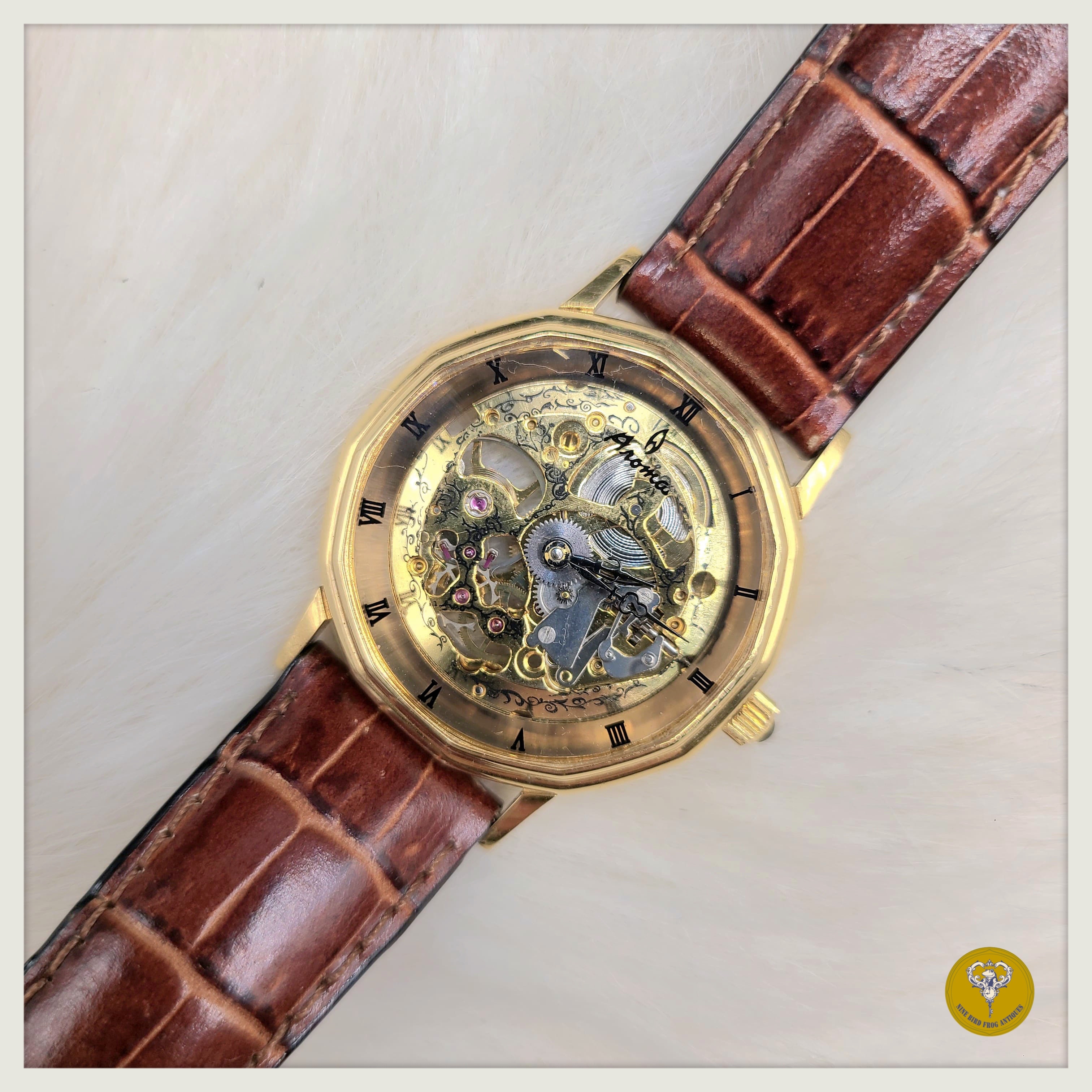 80年代 Aroma skeleton 鏤空機械錶