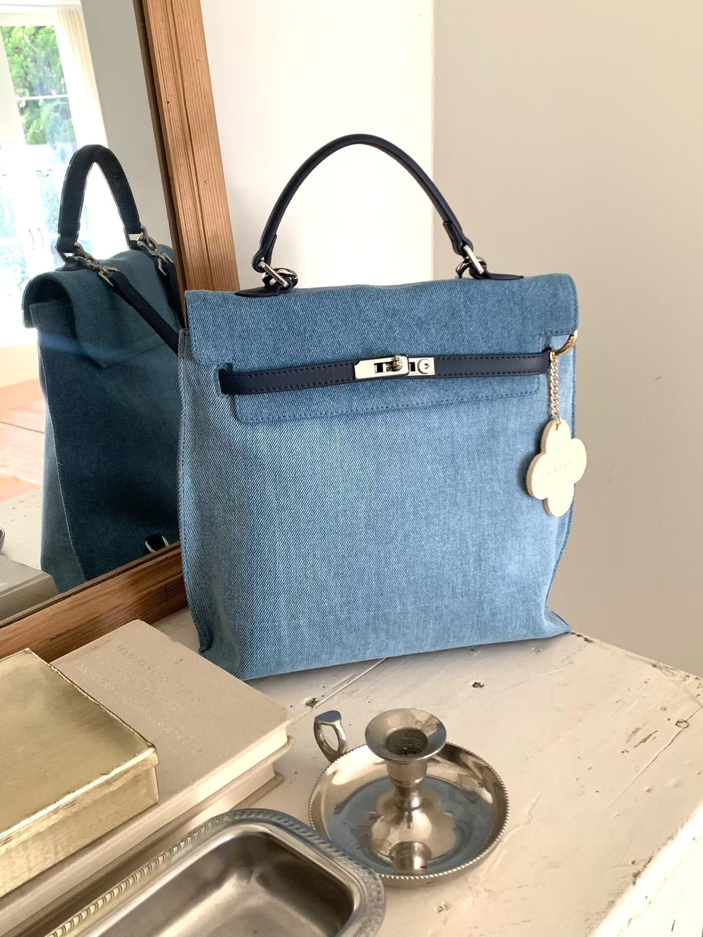 Denim blue 4 ways backpack 